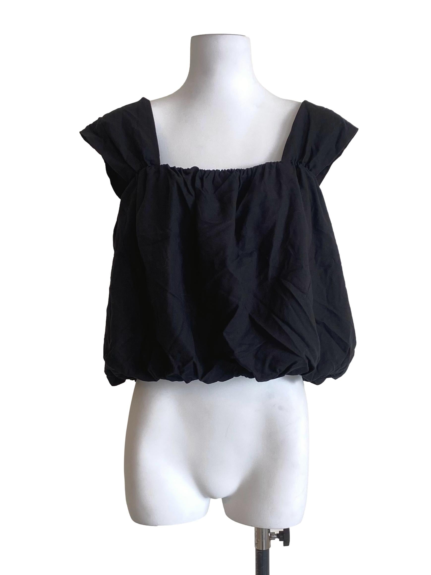 Ink Black Bubble Flowy Plain Shirt