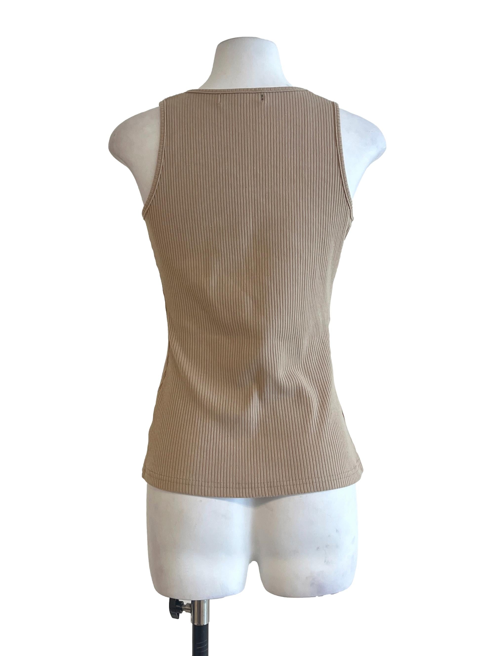 Nude Brown Square Neck Sleeveless Top