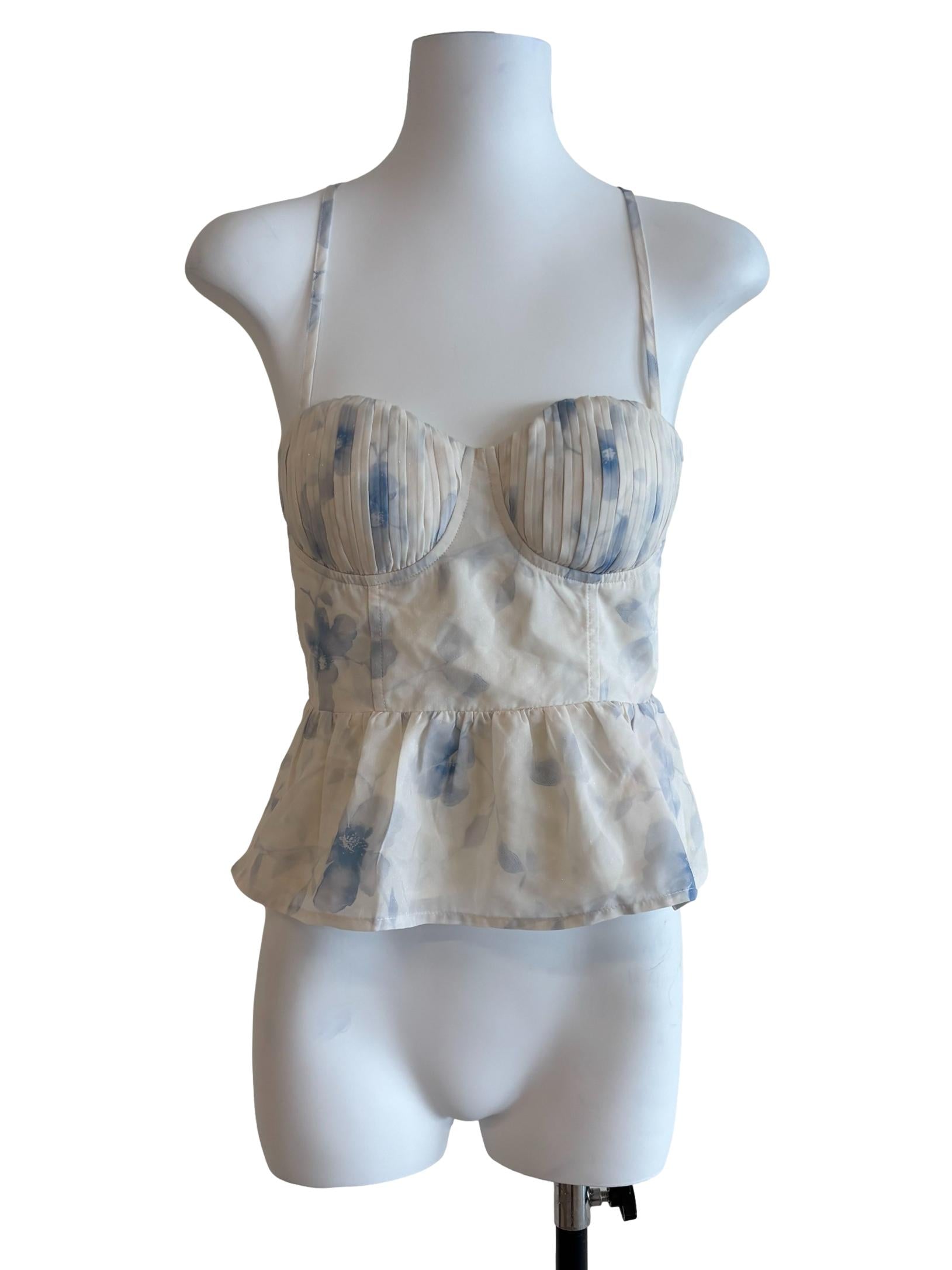 White Blue Prints Spaghetti Strap Top