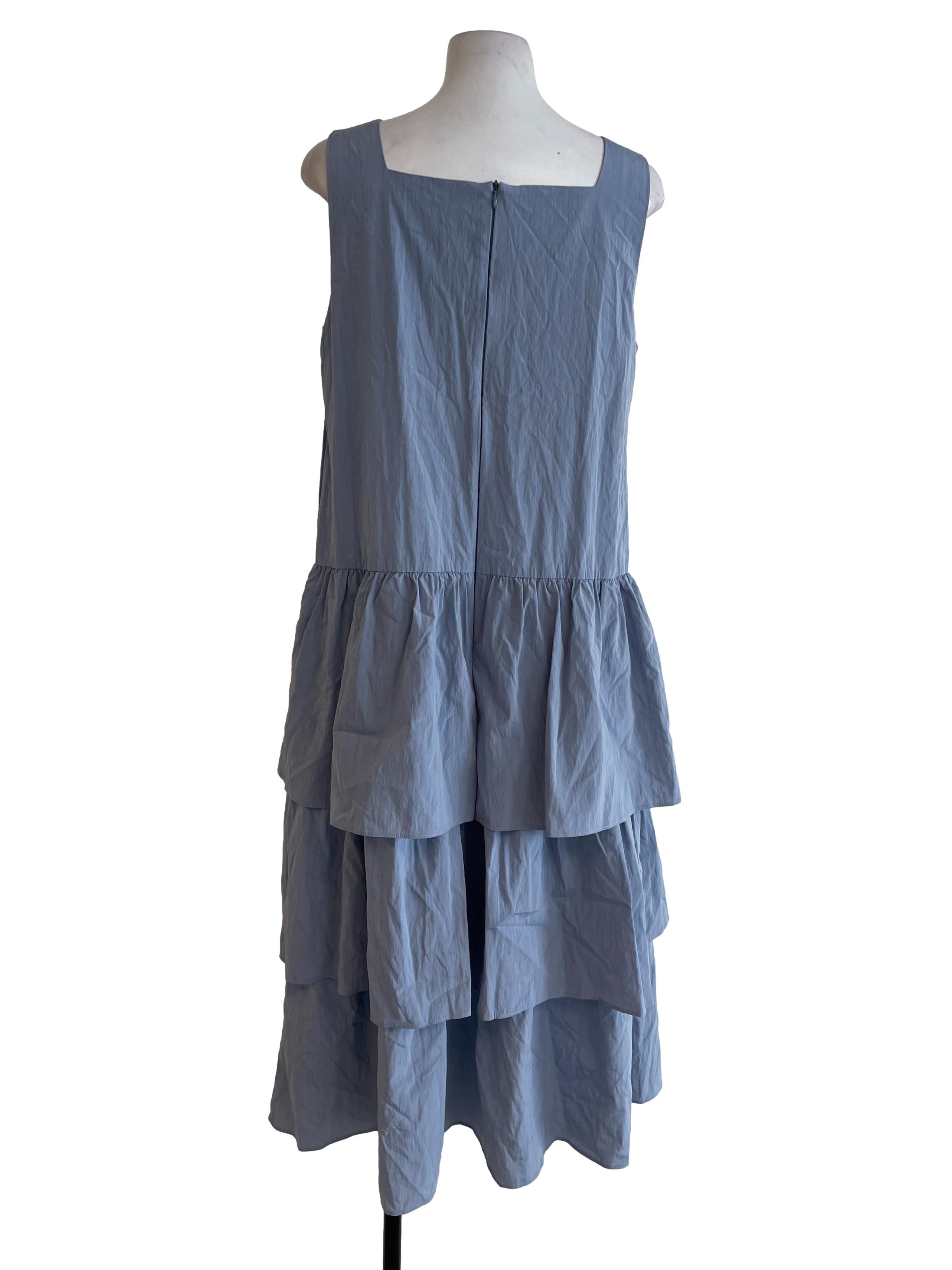 Dusty Blue Tiered Flowy Dress