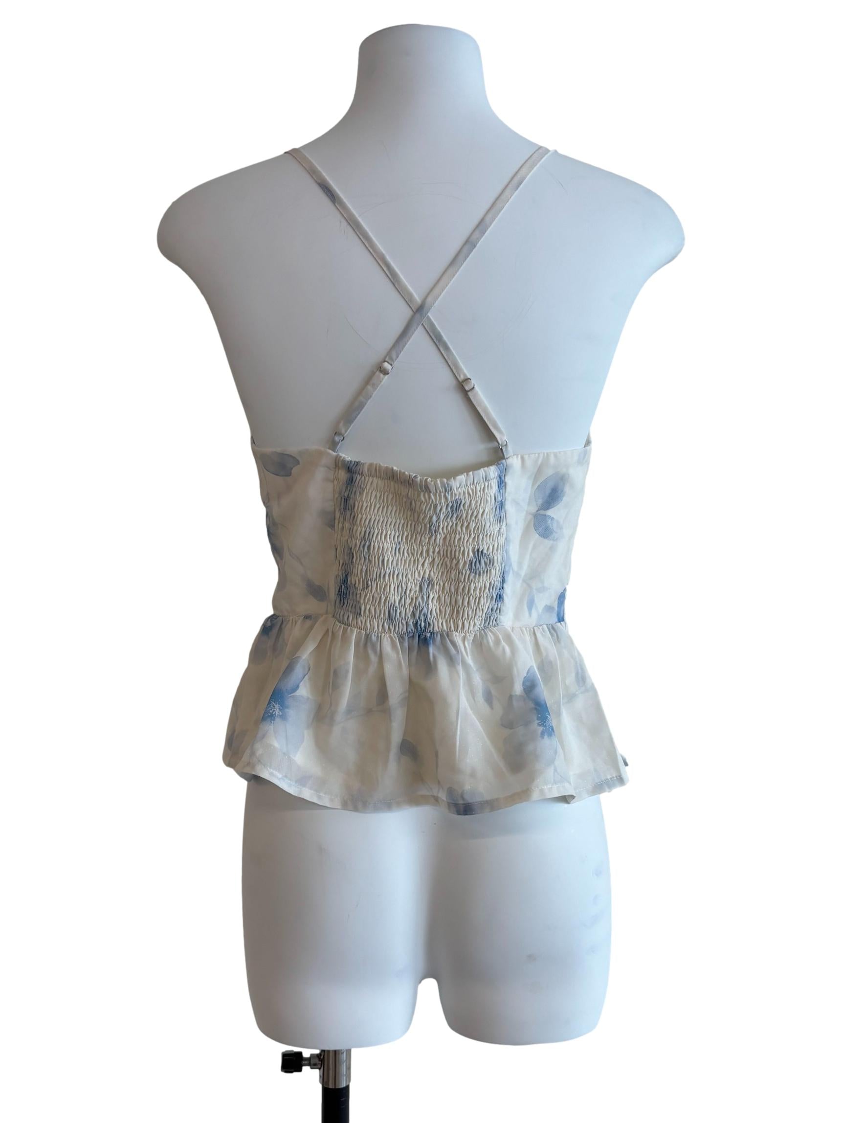 White Blue Prints Spaghetti Strap Top