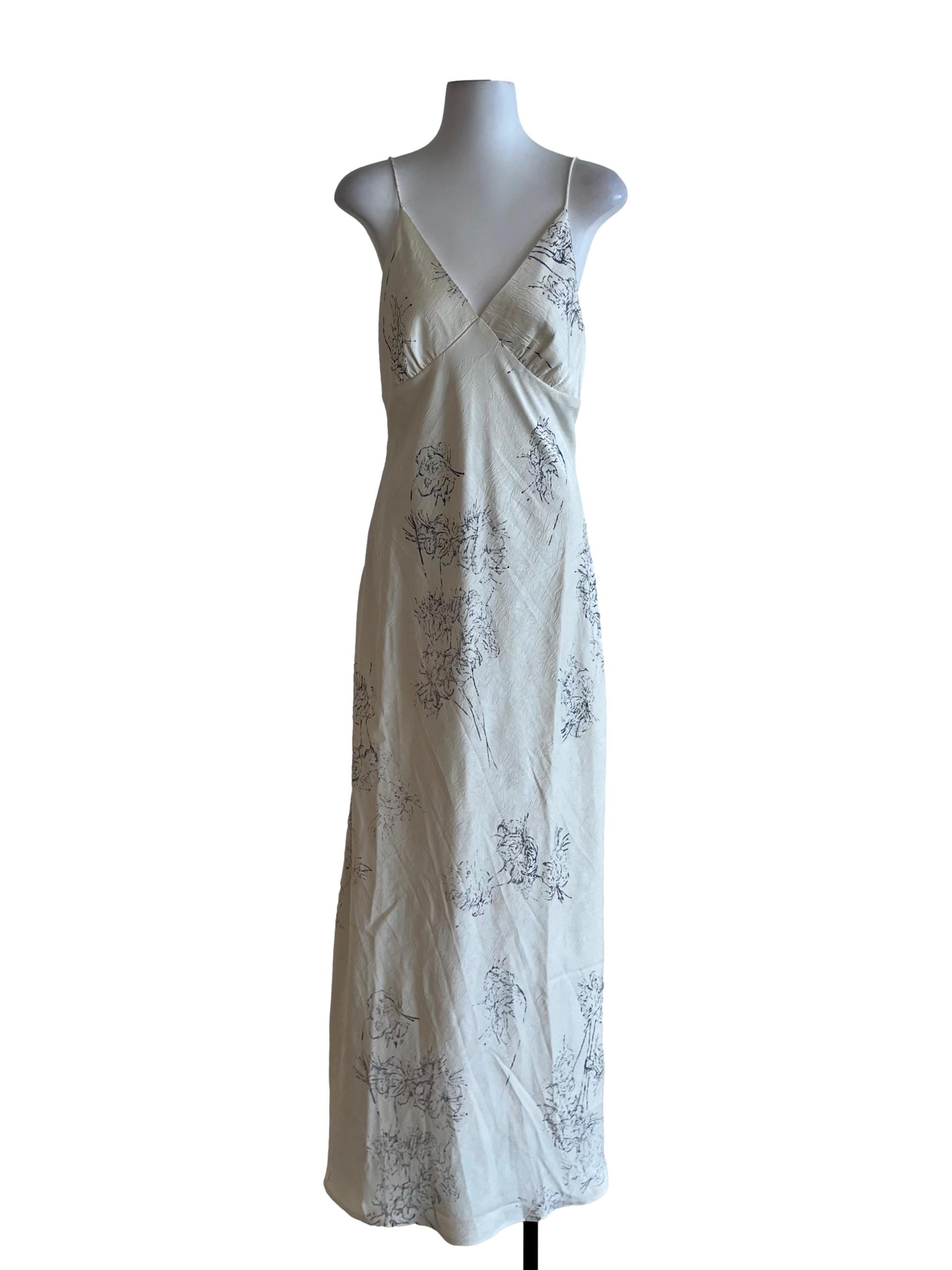 White Abstract Slip Dress
