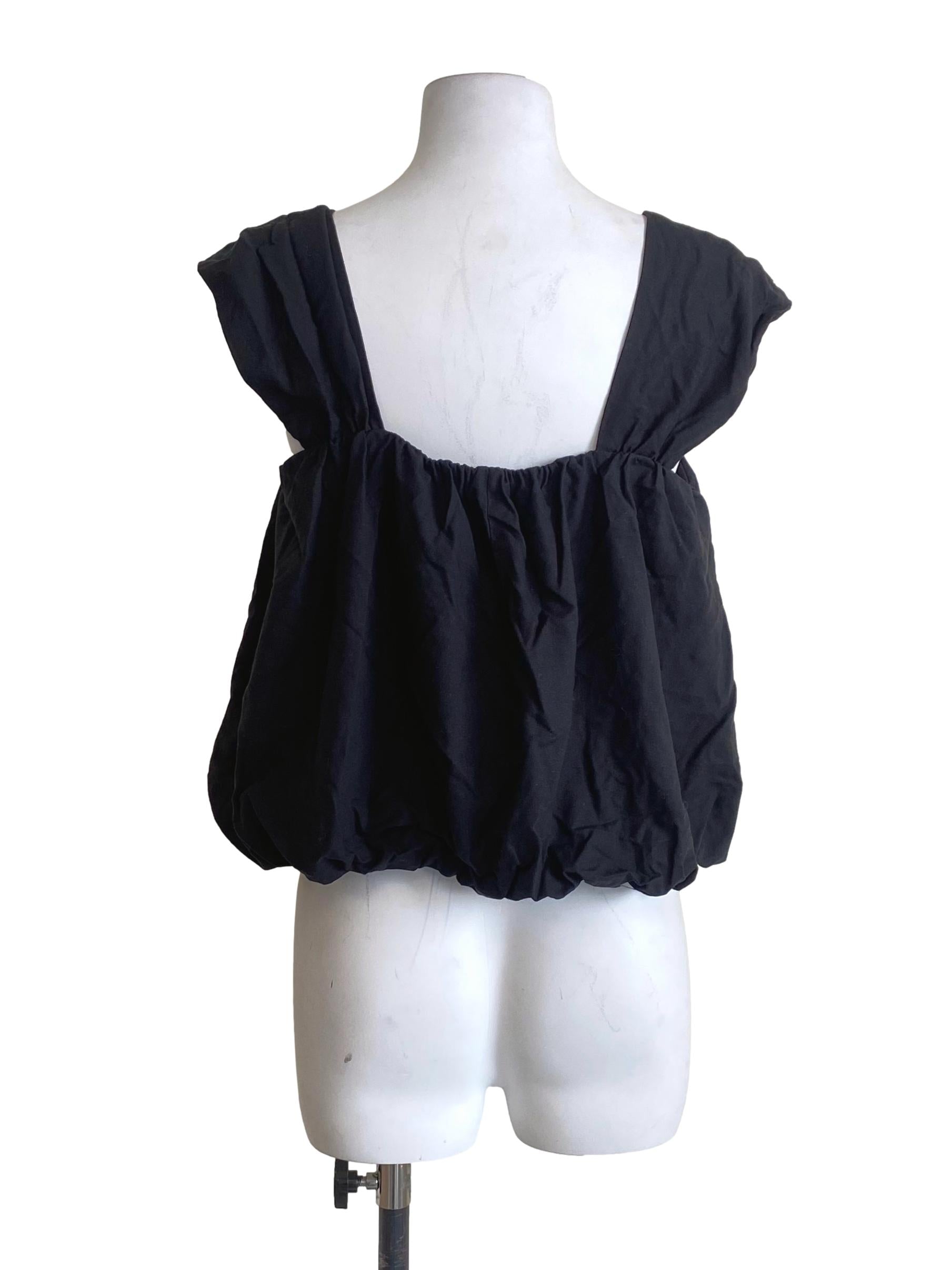 Ink Black Bubble Flowy Plain Shirt