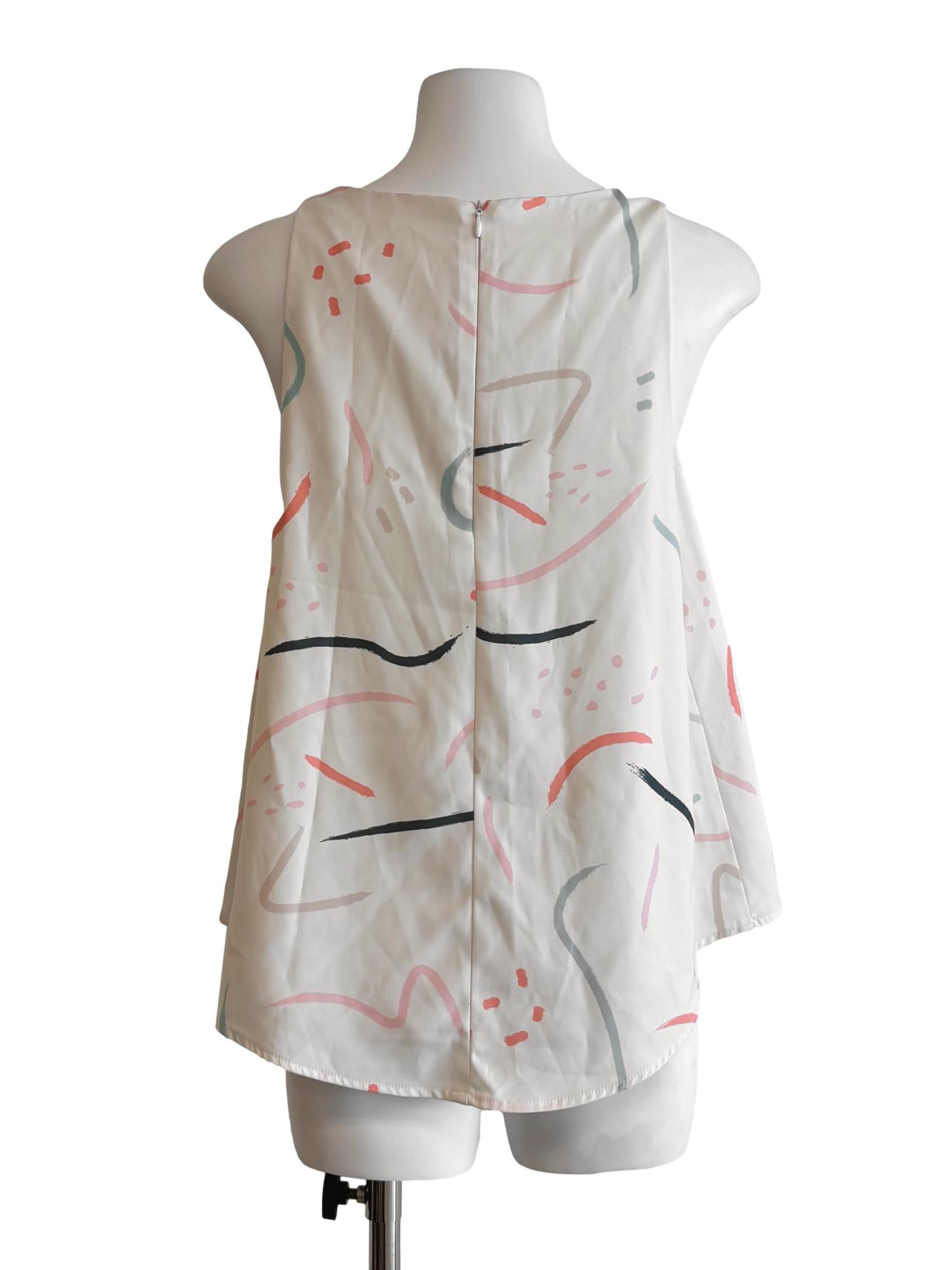 Ivory White Patterned Sleeveless Top