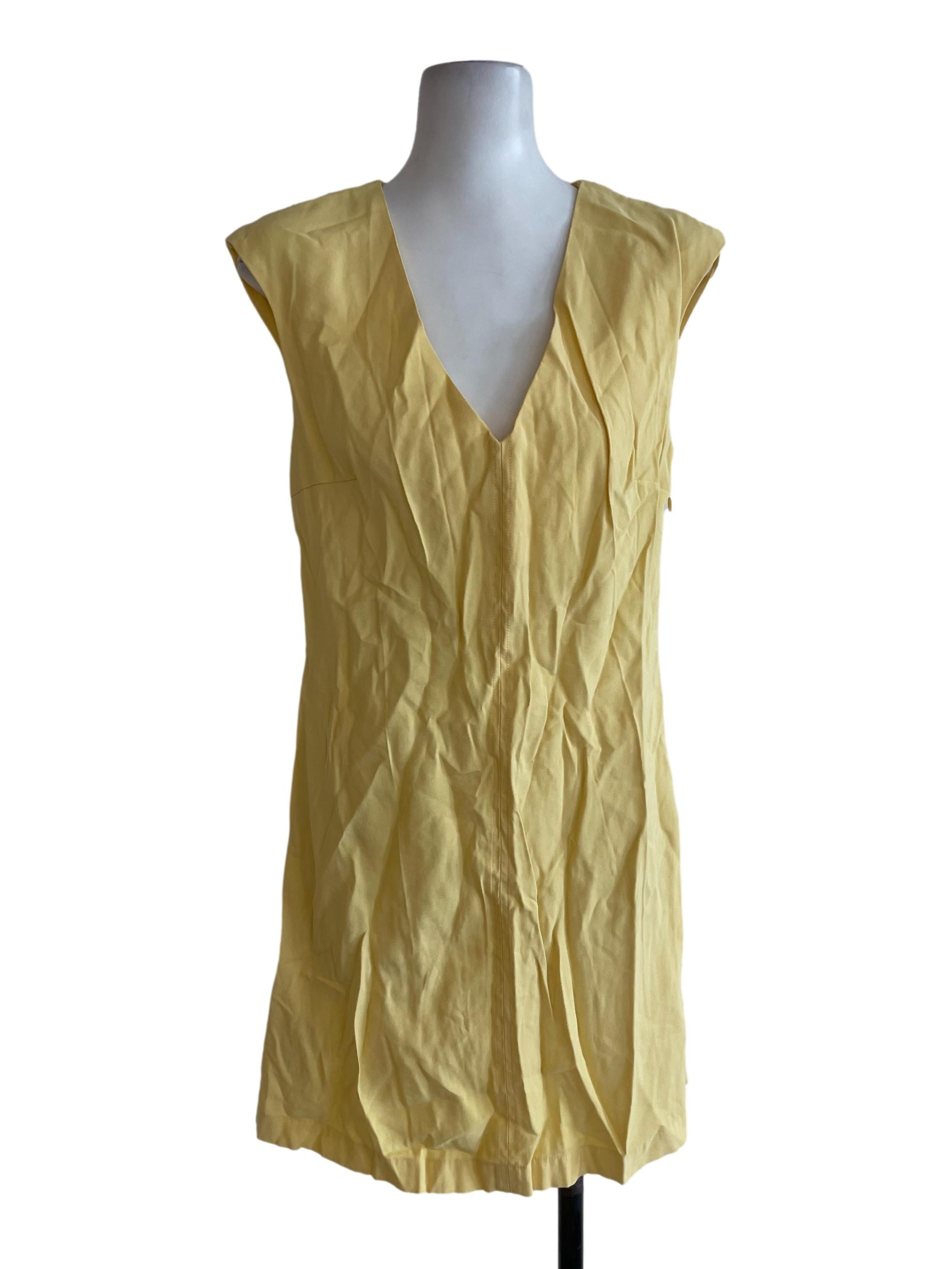 Bright Yellow Low Neck Dress