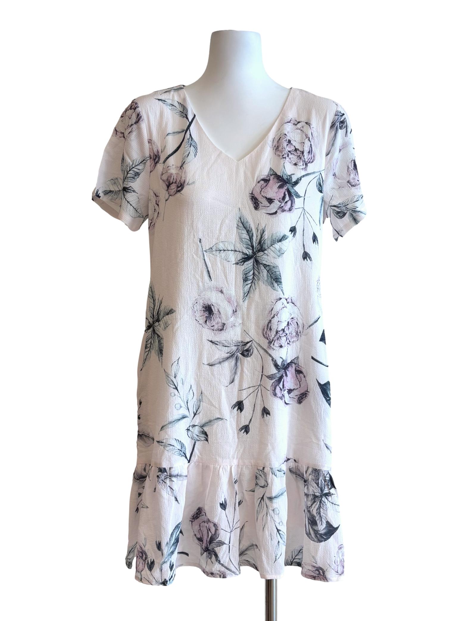 Pink Salt Floral Drop Waist Dress