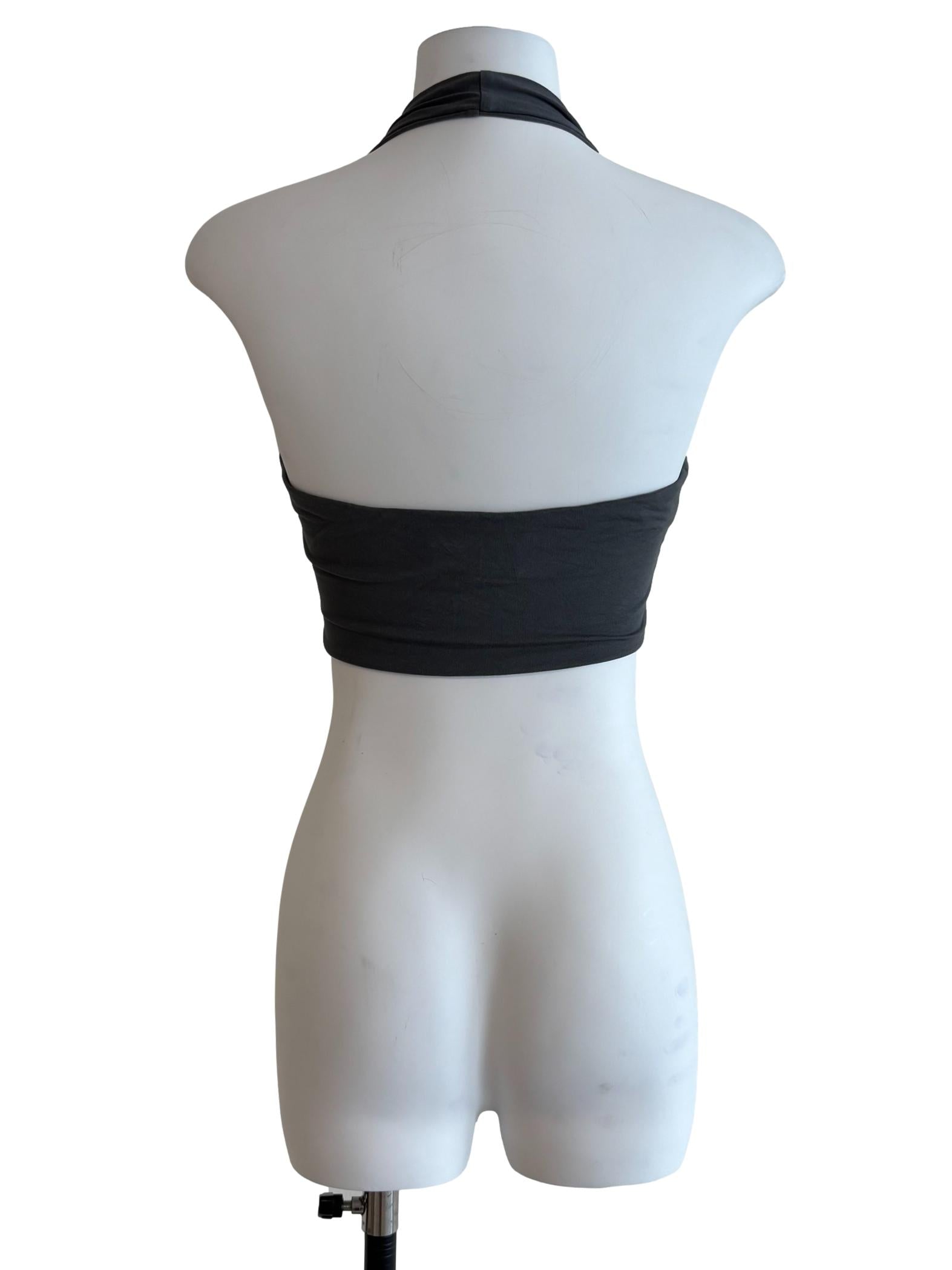 Shadow Grey Halter Crop Top