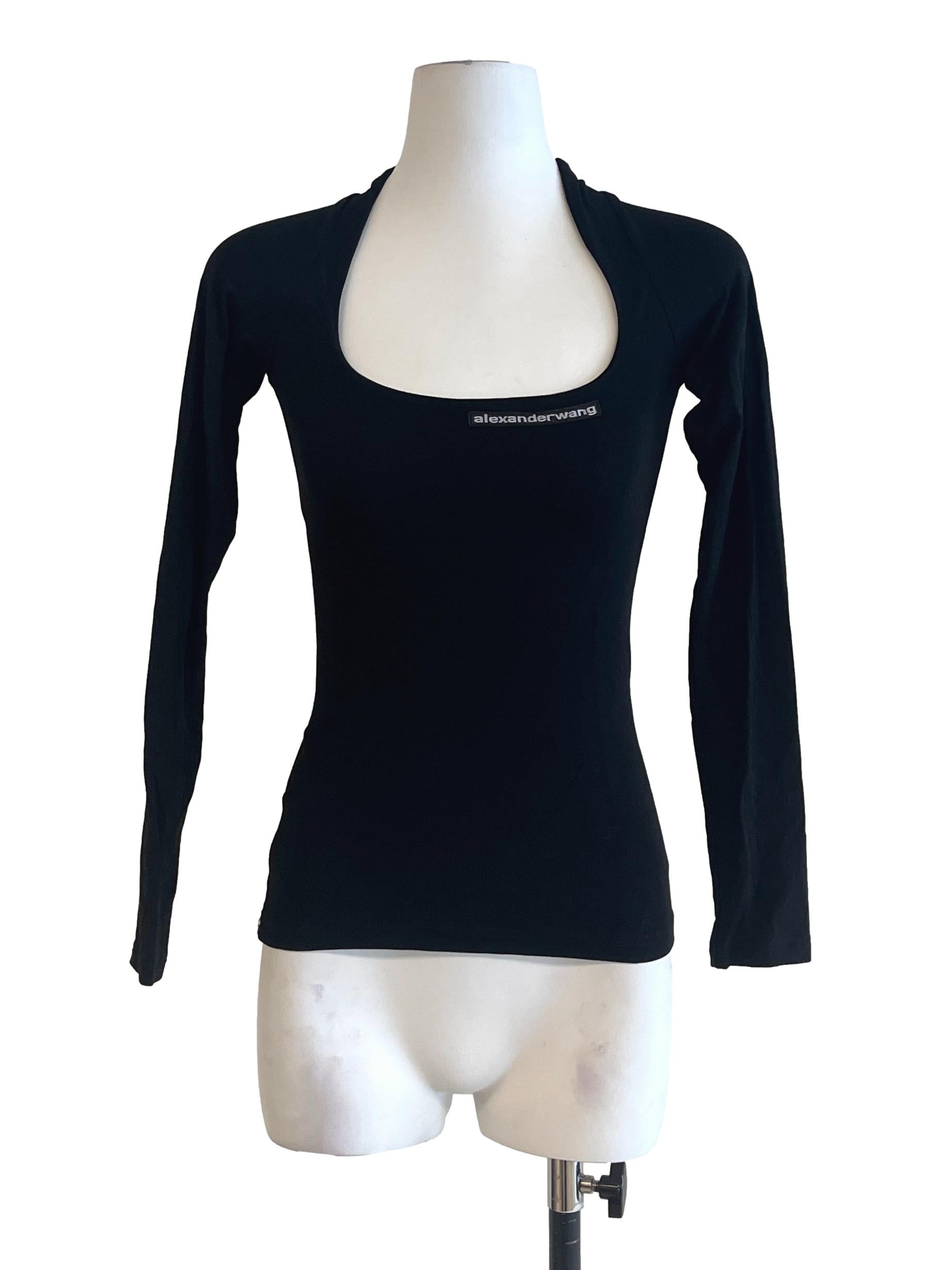 Jet Black Scoop Neck Long Sleeve Top