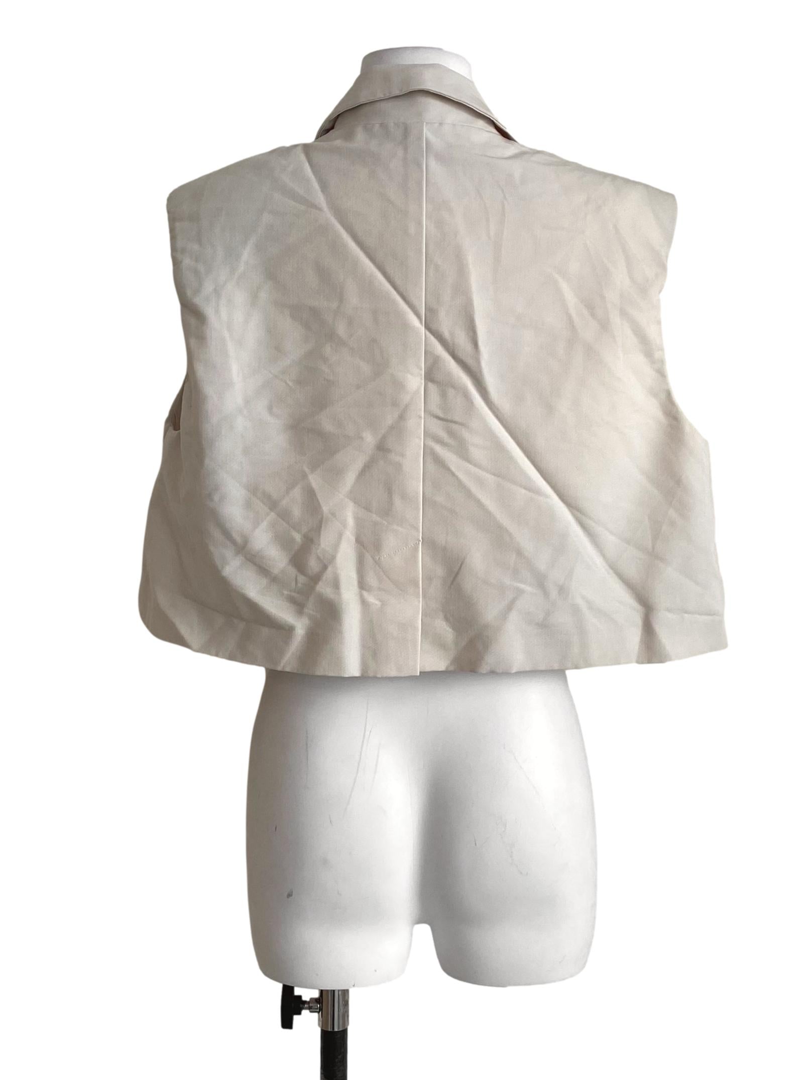 Cream Beige Collar V-Neck Vest LB