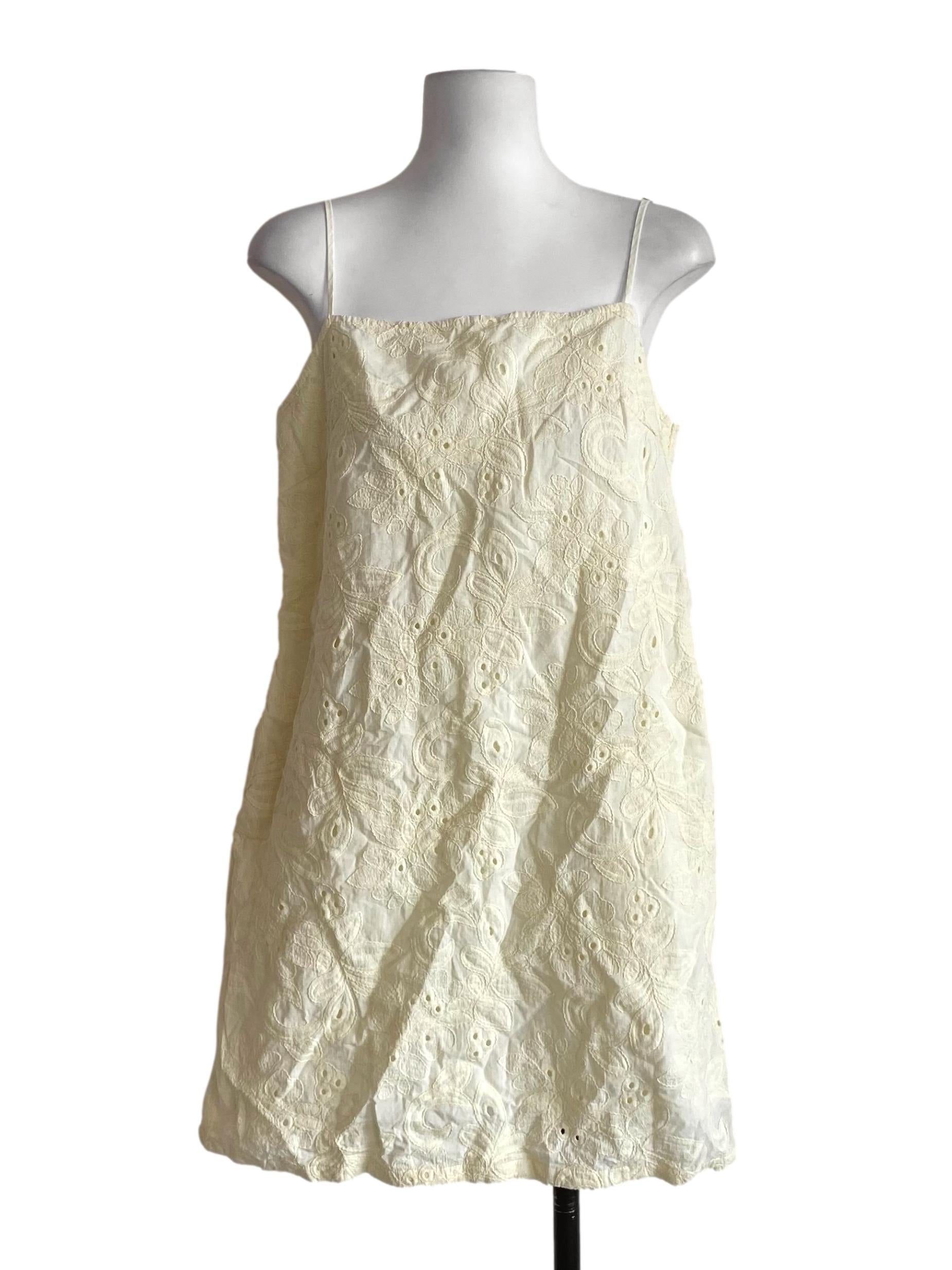 Banana Yellow Embroidered Floral Slip Dress