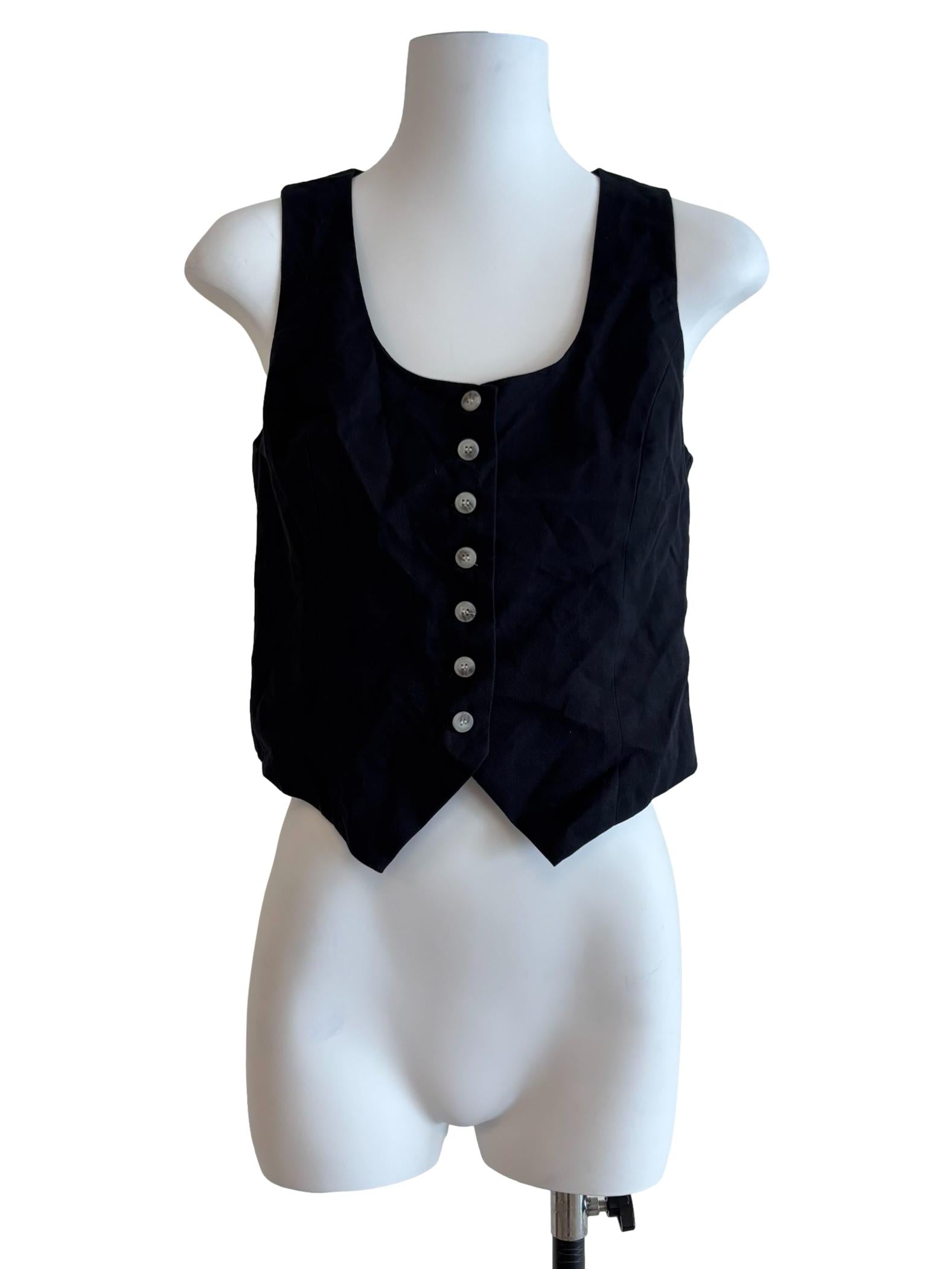 Onyx Black Scoop Neck Vest