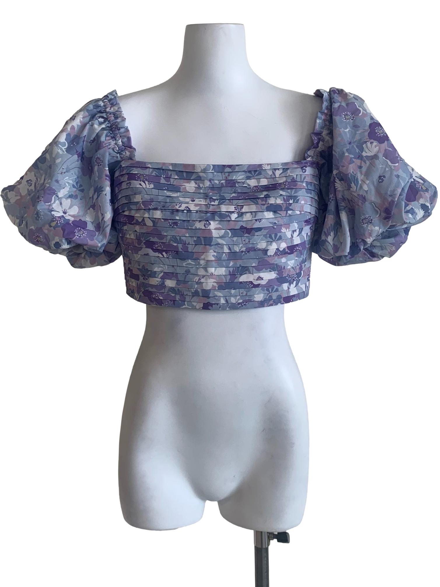 Violet Purple Pattern Smocked Top