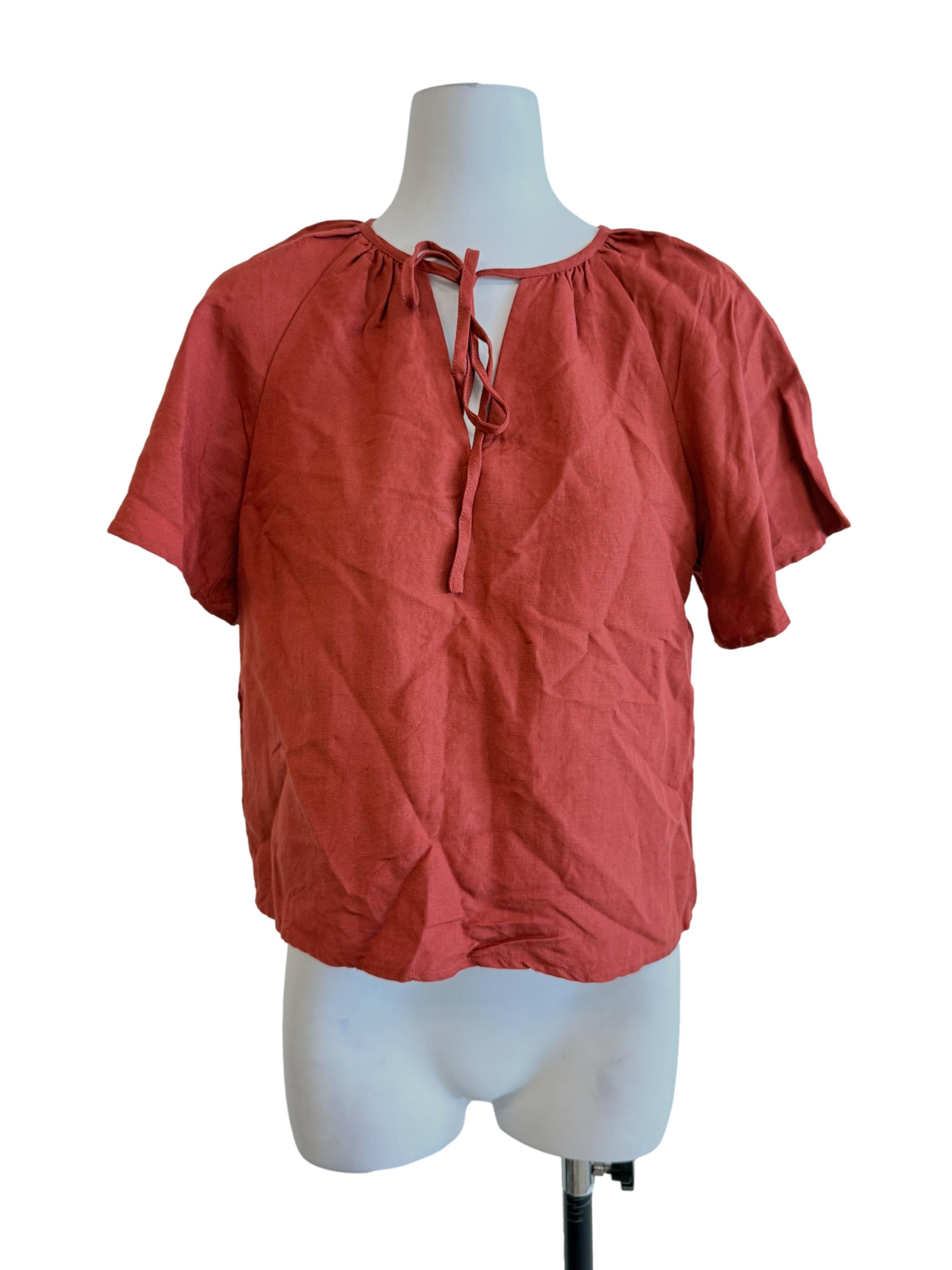 Crimson Short Sleeves Blouse