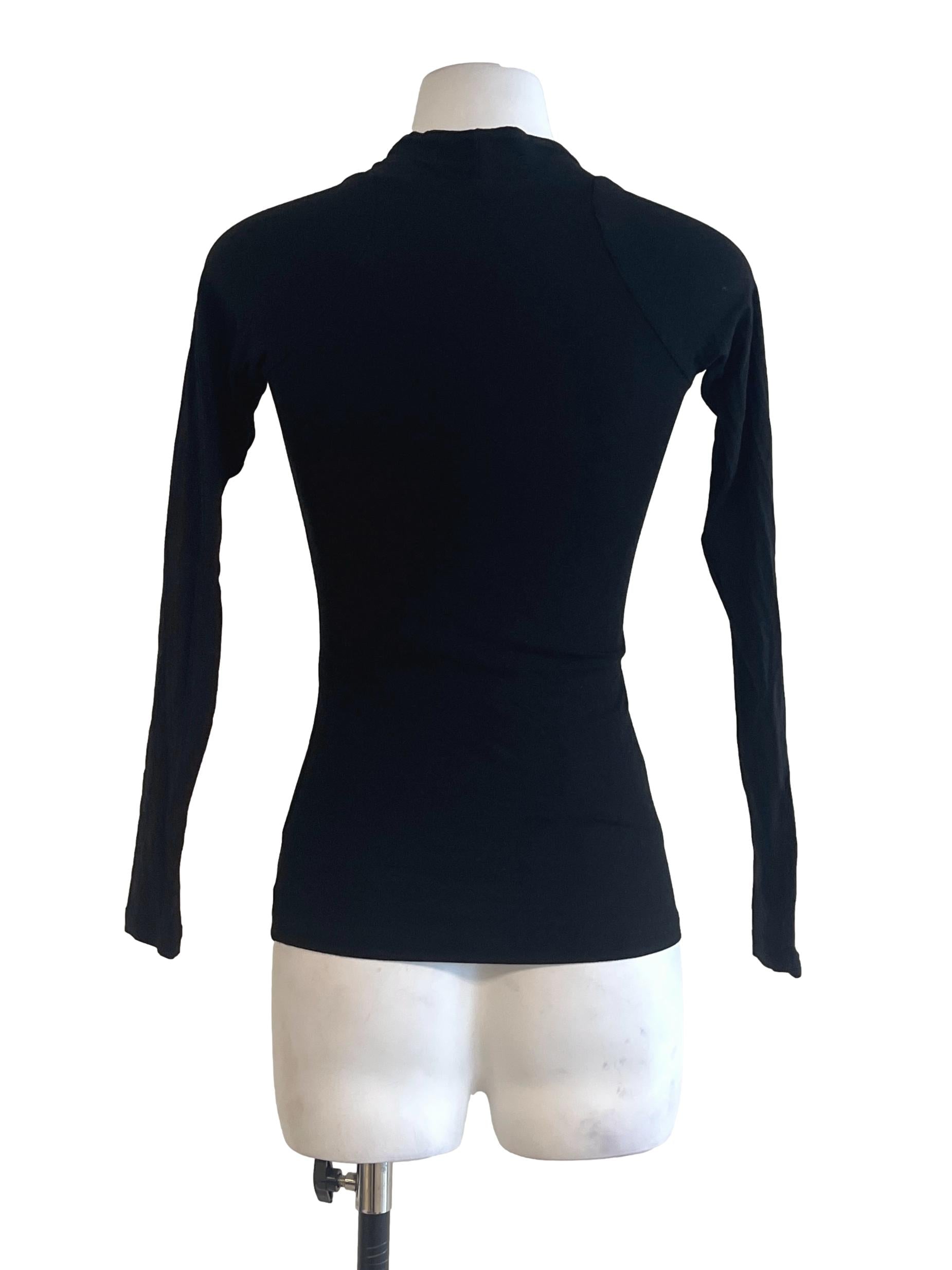 Jet Black Scoop Neck Long Sleeve Top