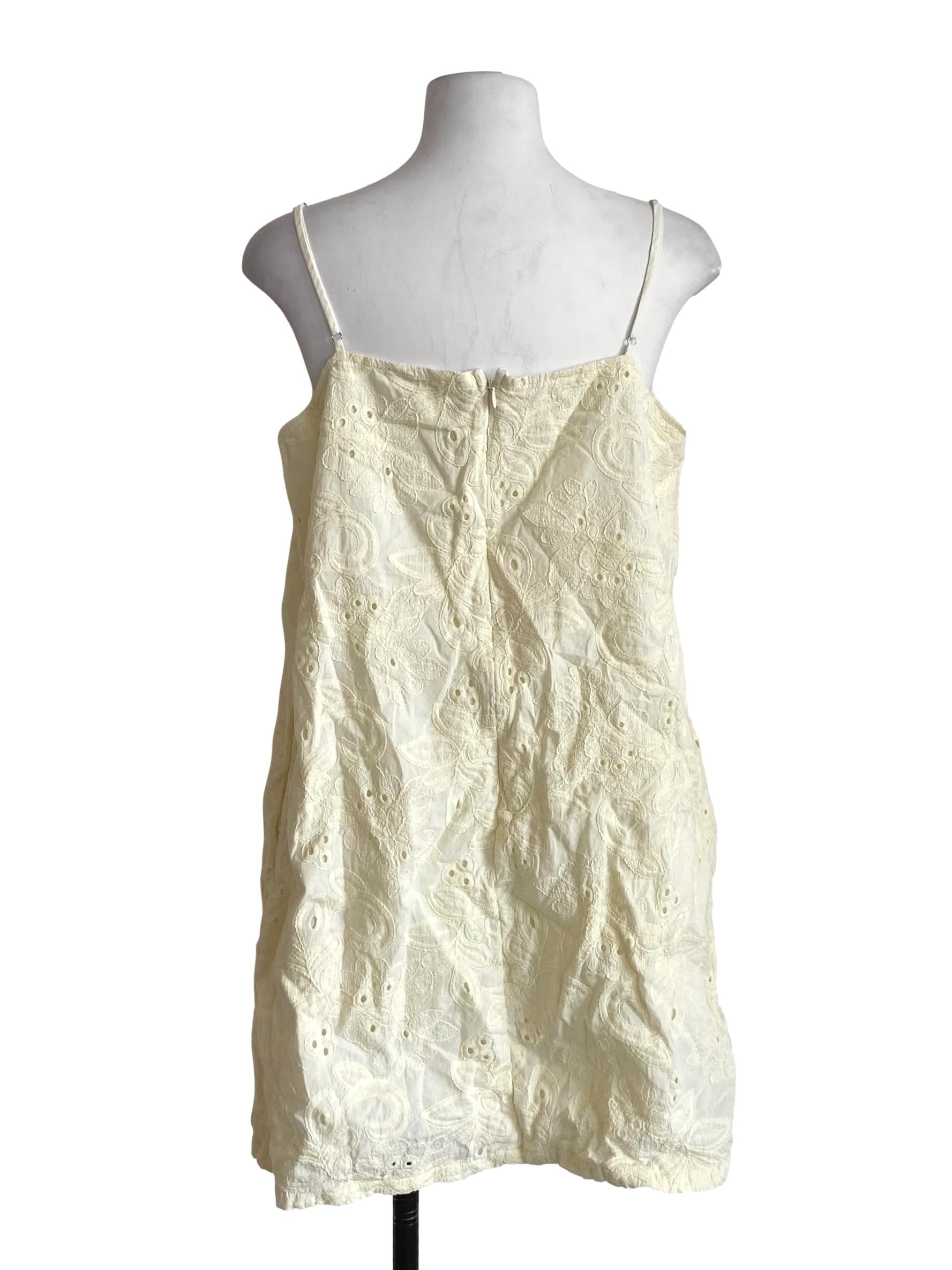 Banana Yellow Embroidered Floral Slip Dress