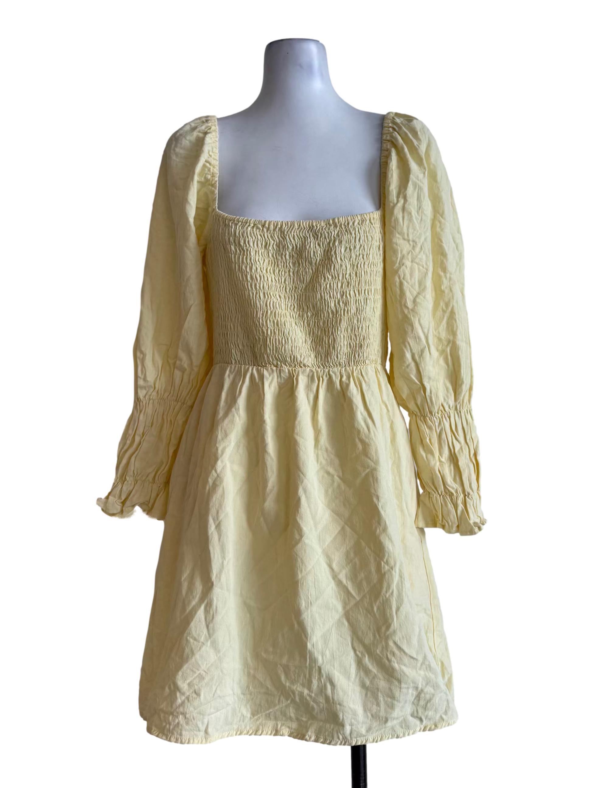 Butter Yellow Scoop Neck Dress