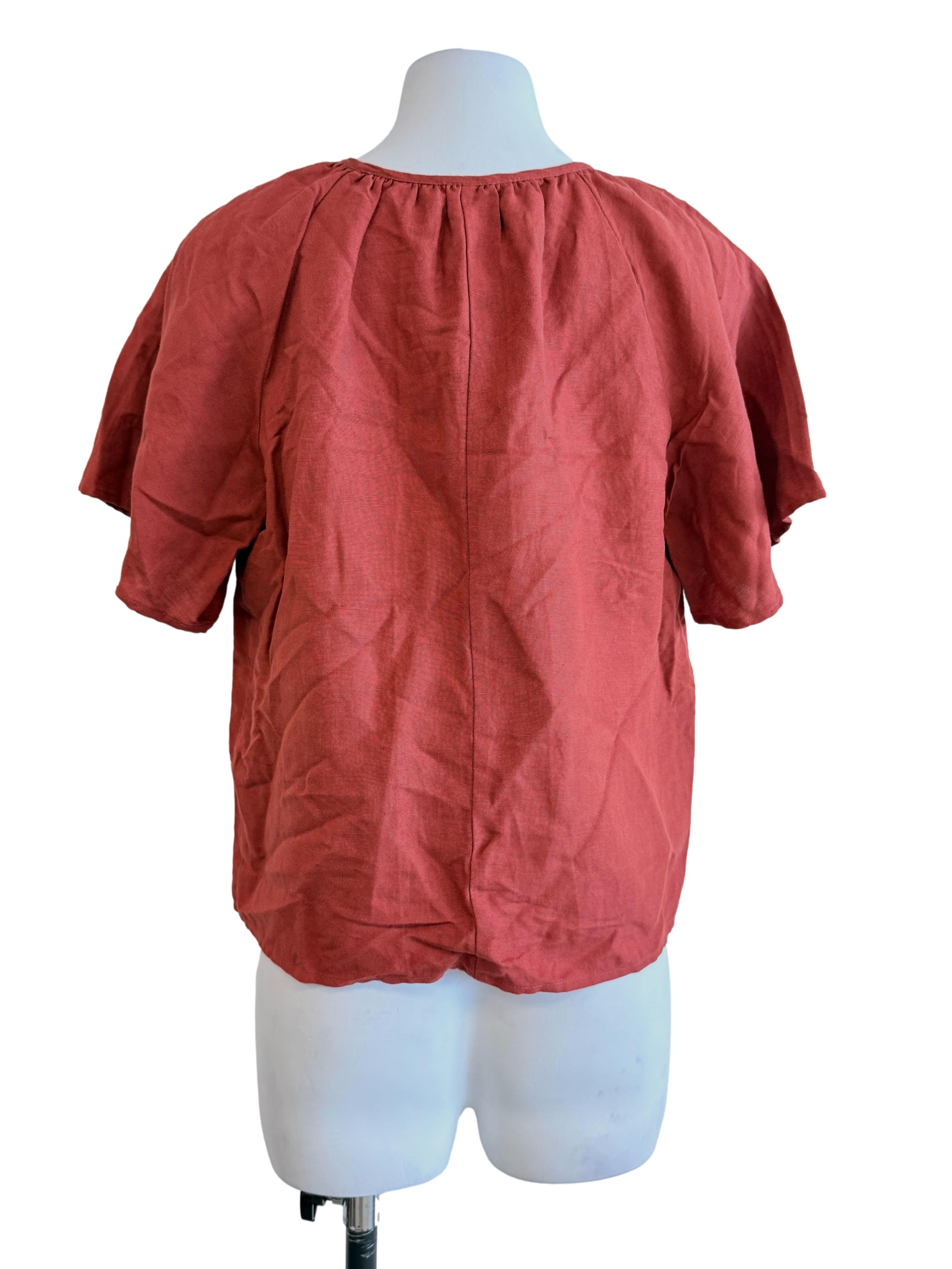 Crimson Short Sleeves Blouse