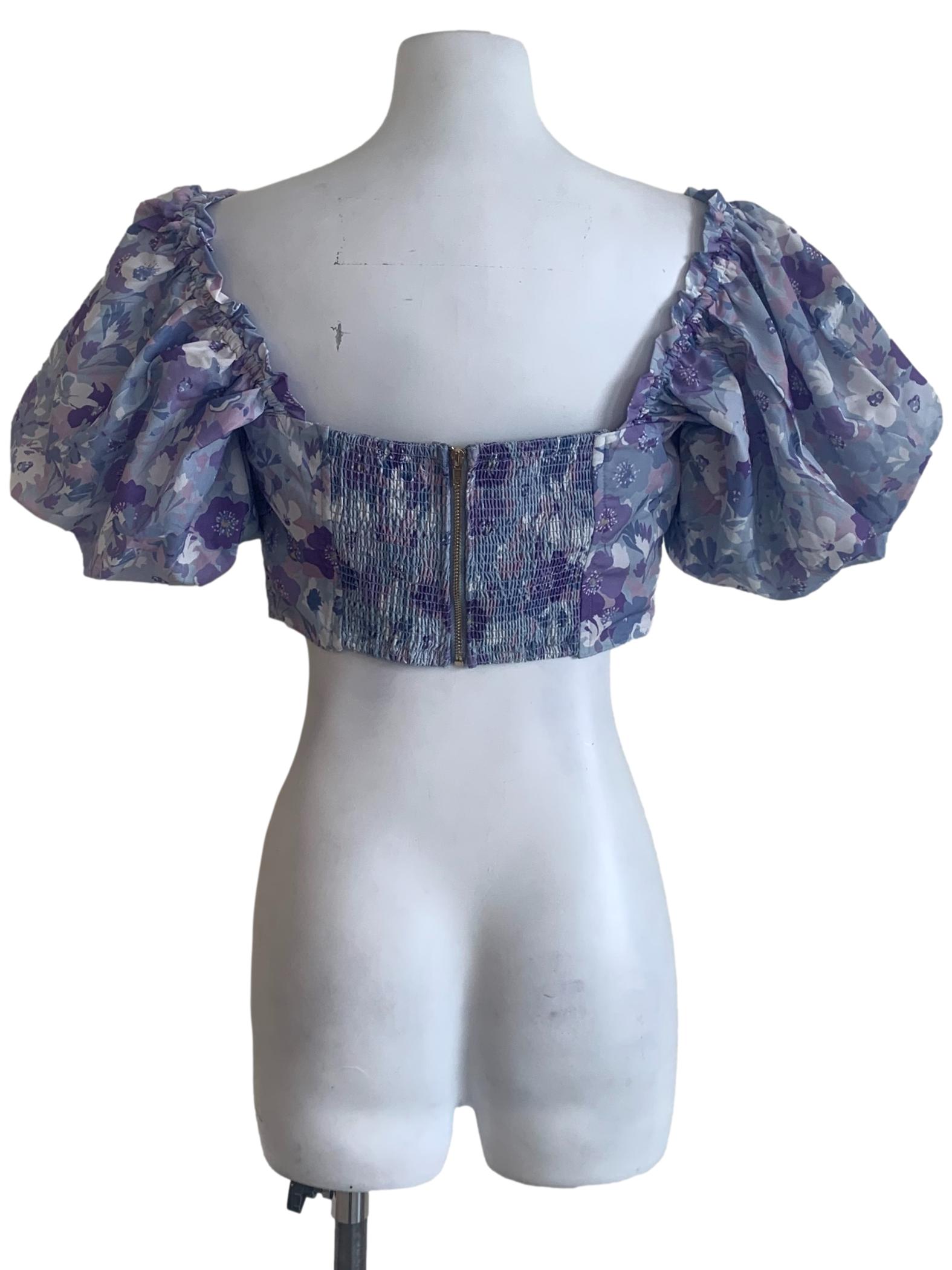 Violet Purple Pattern Smocked Top