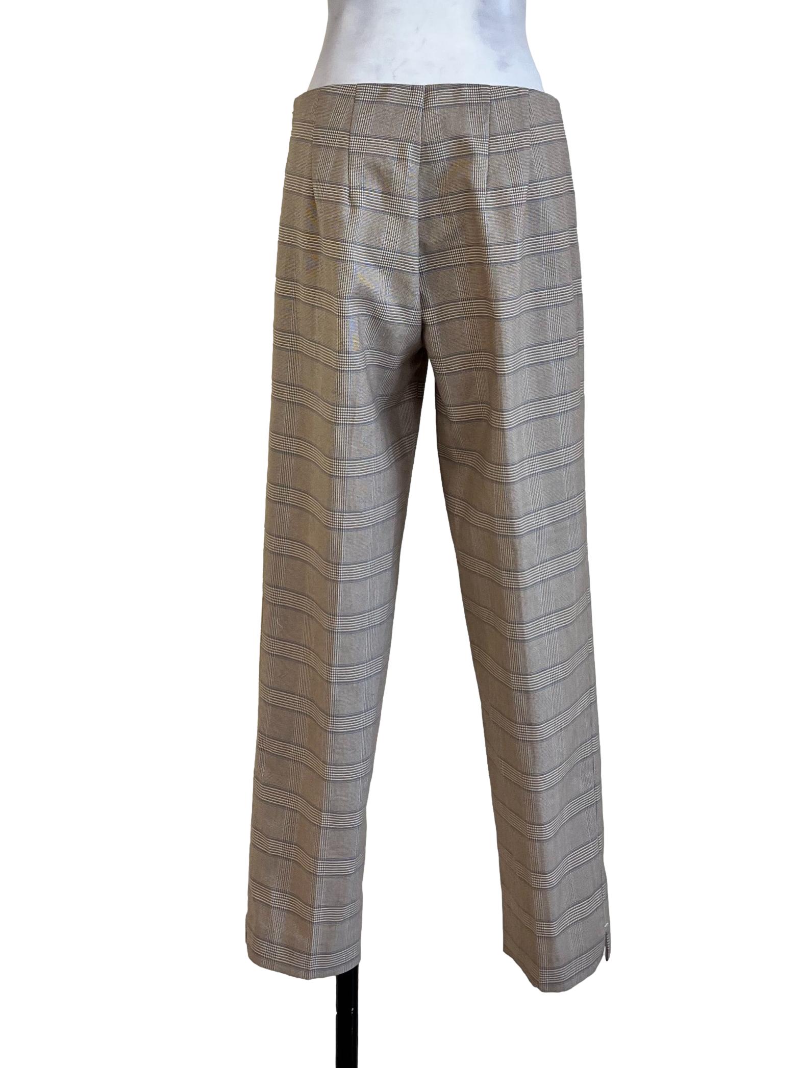 Light Brown Gingham Pattern Pants