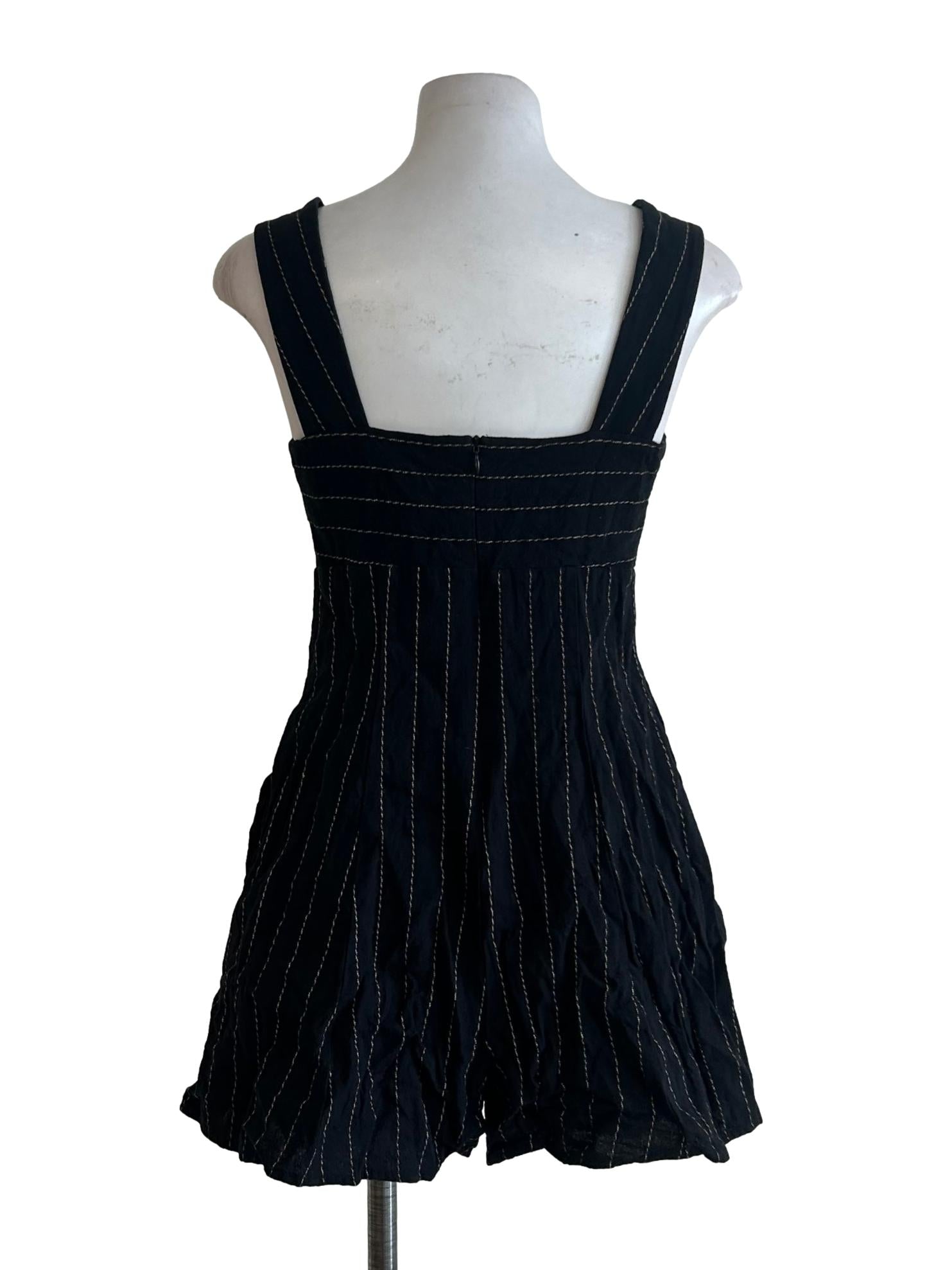Jade Black Striped Romper