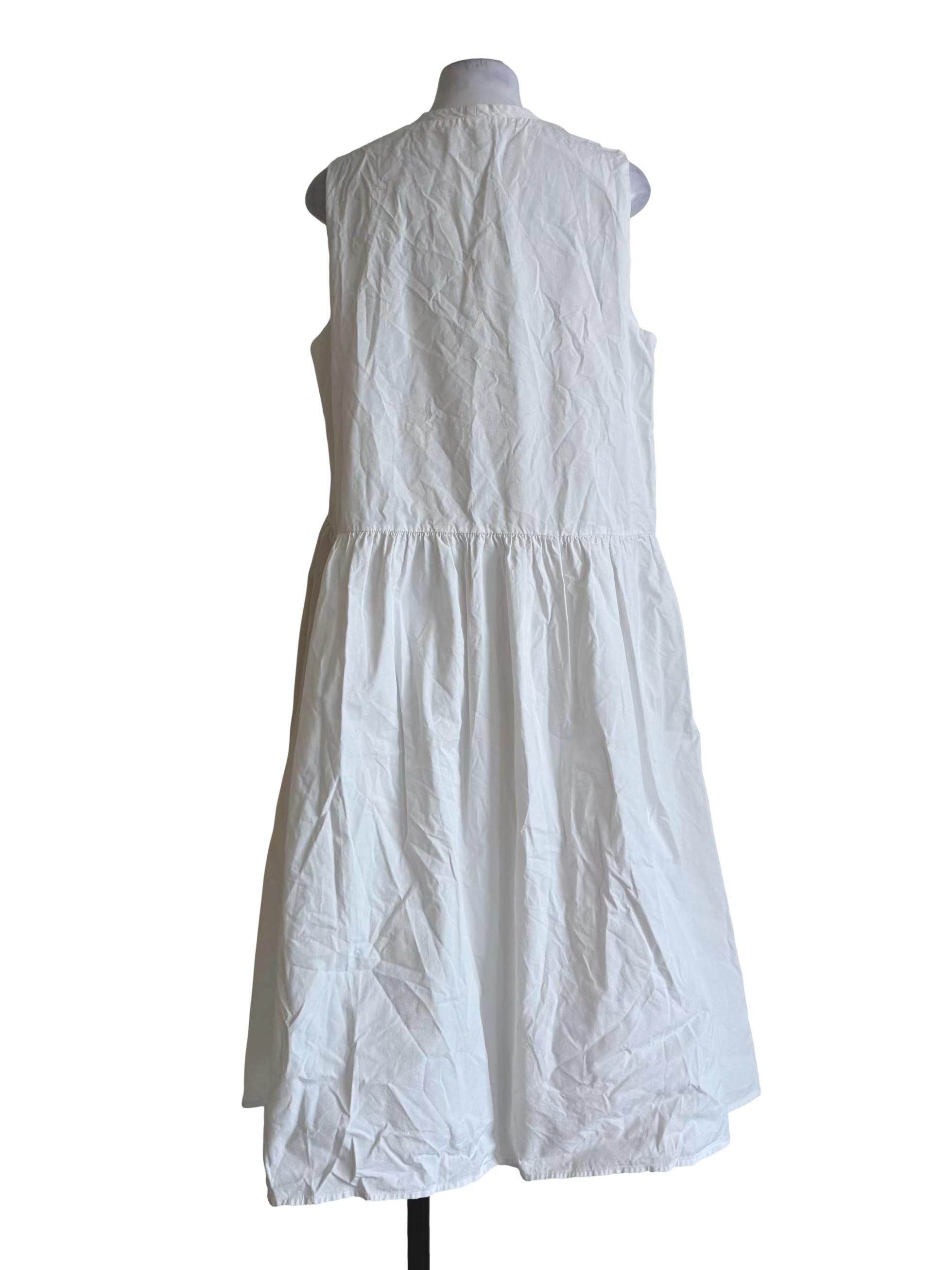 Cotton White V-Neck Dress OSN