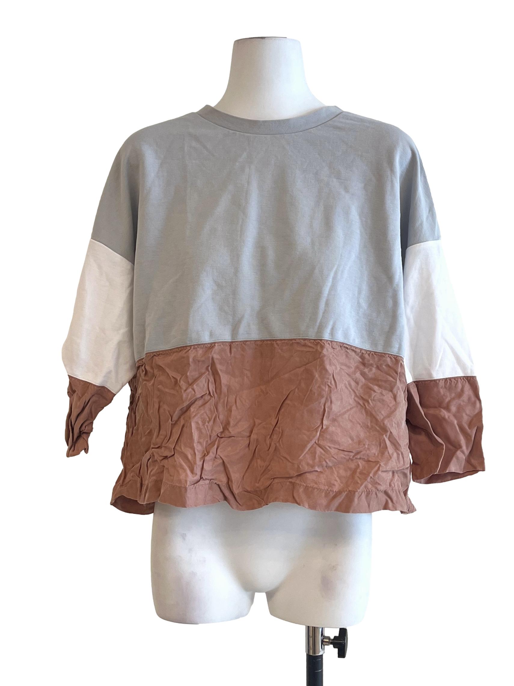 Cloud Grey Halter Long Sleeve Top