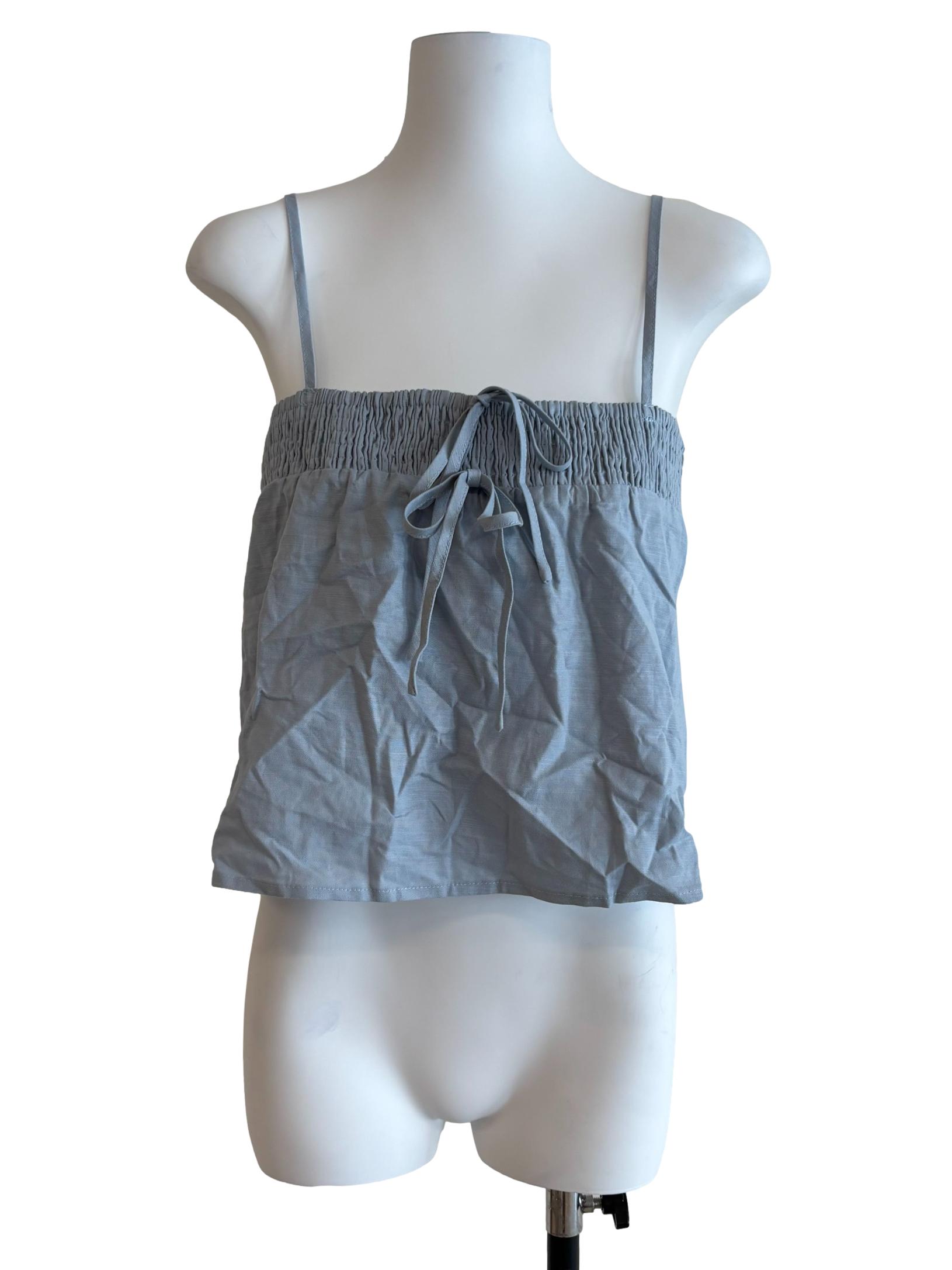 Light Stone Blue Tie Detail Cami Top