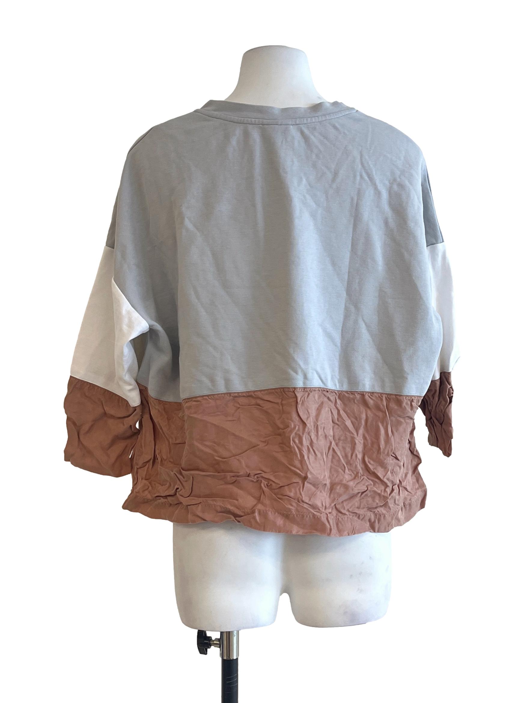 Cloud Grey Halter Long Sleeve Top