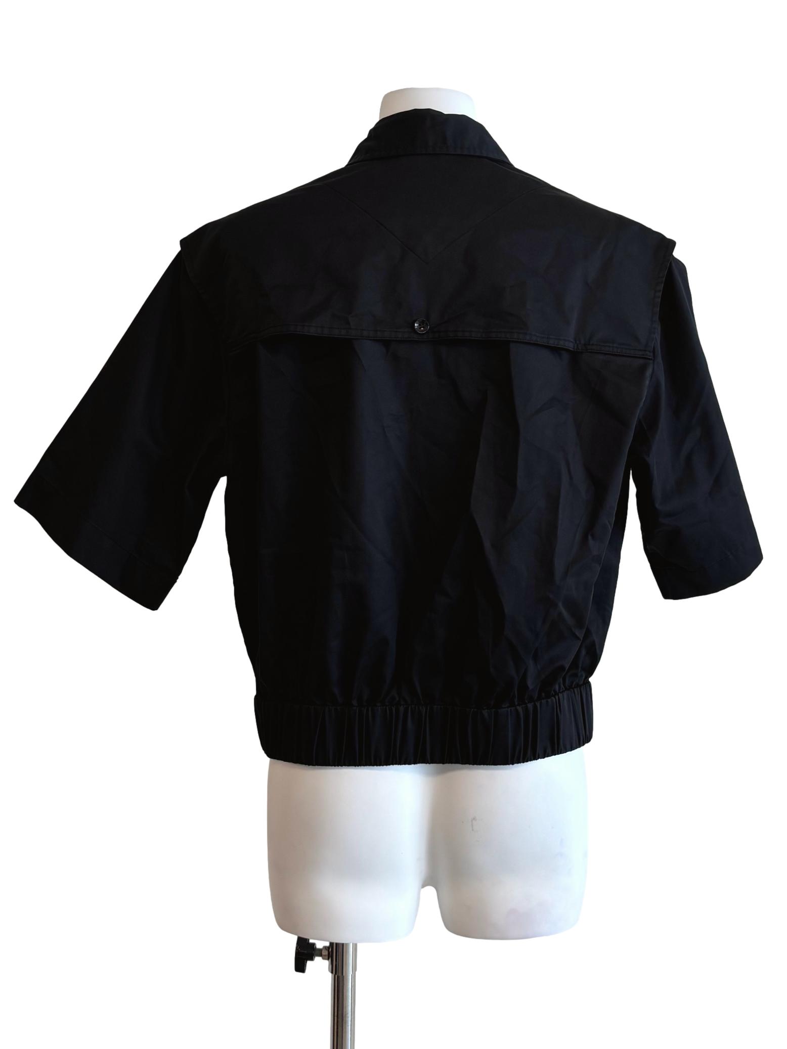 Carbon Black Cotton Collared Top