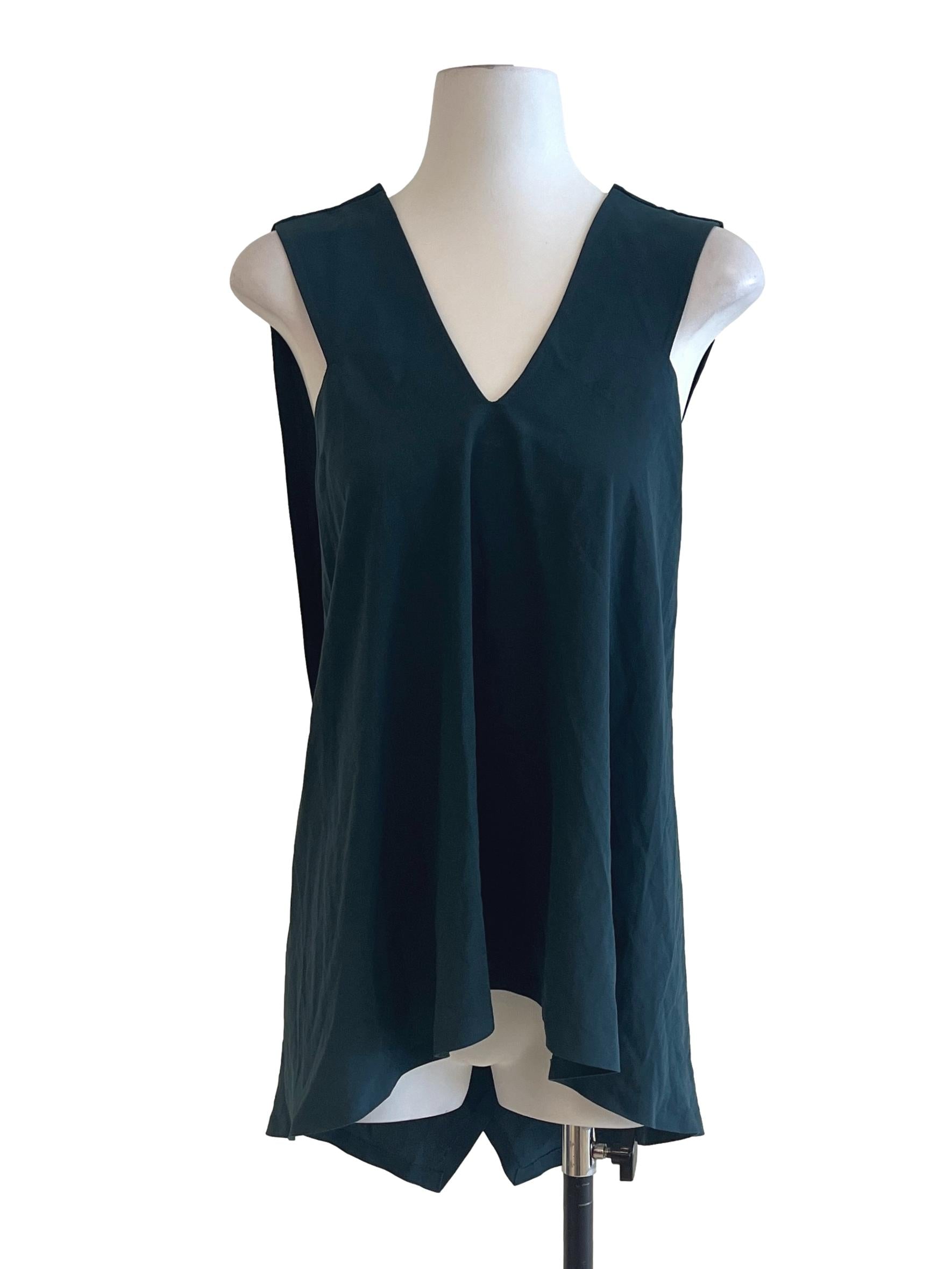 Emerald Green V-Neck Sleeveless Top