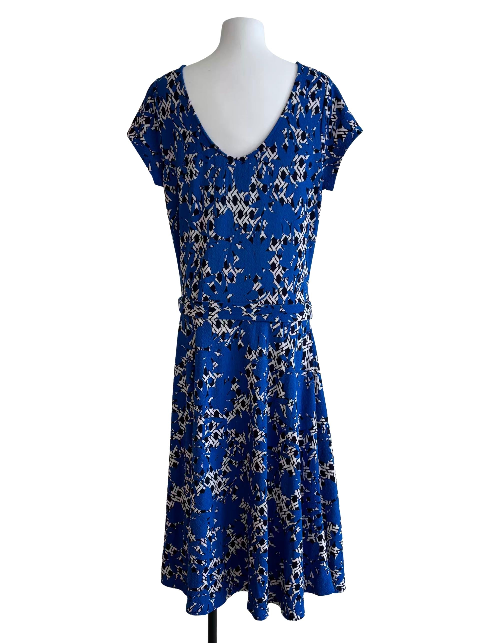 Azure Blue Patterned A-Line Dress CSN