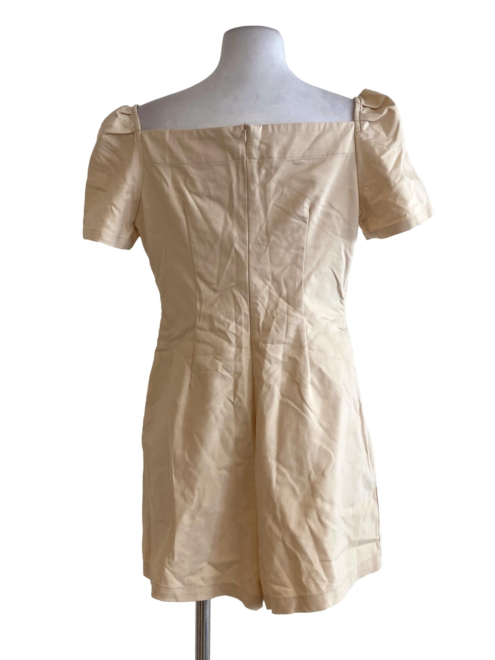 Egg Shell Twill Square Neck Romper