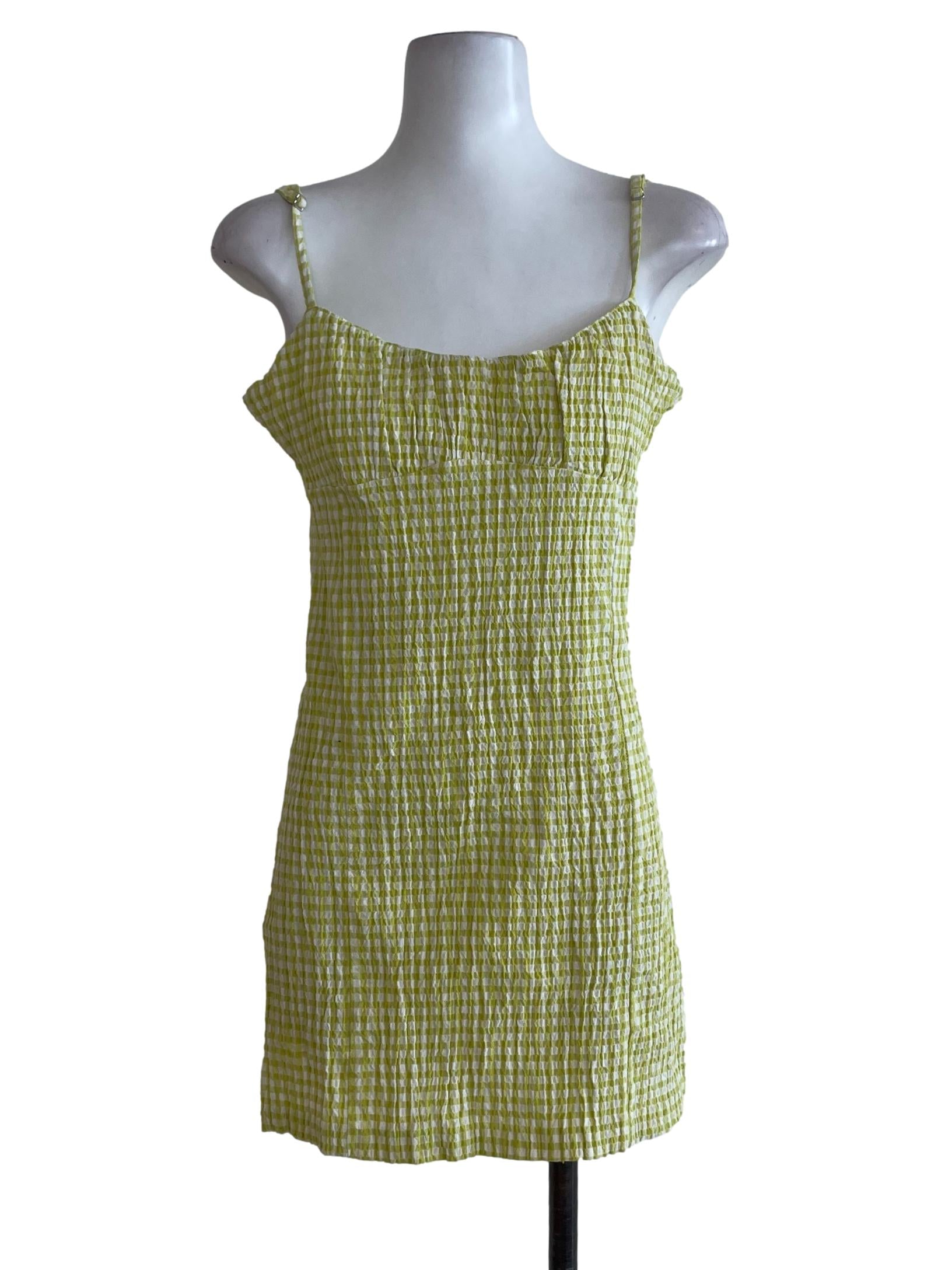 Green Checked Mini Dress