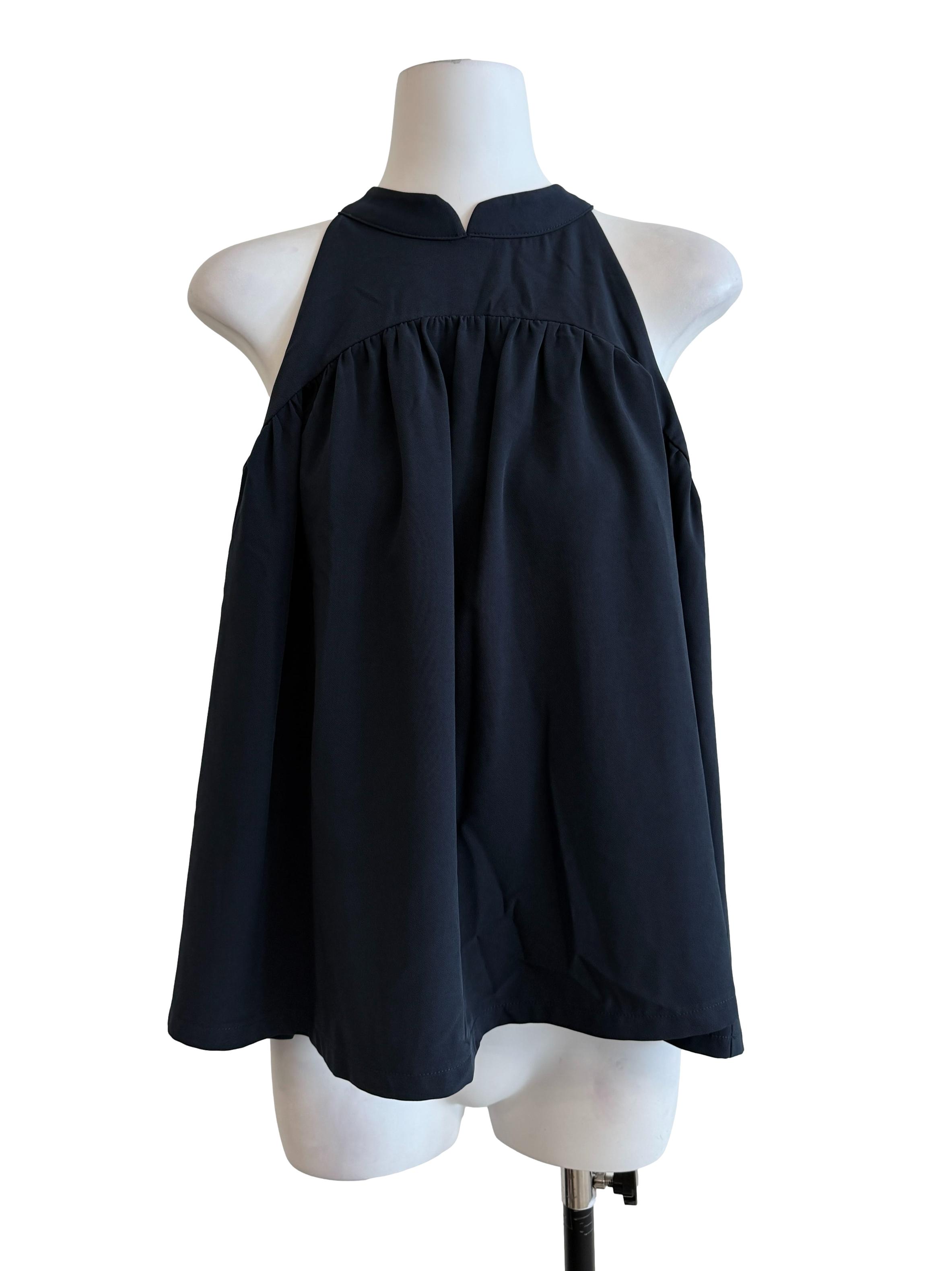 Navy Blue High Neck Top