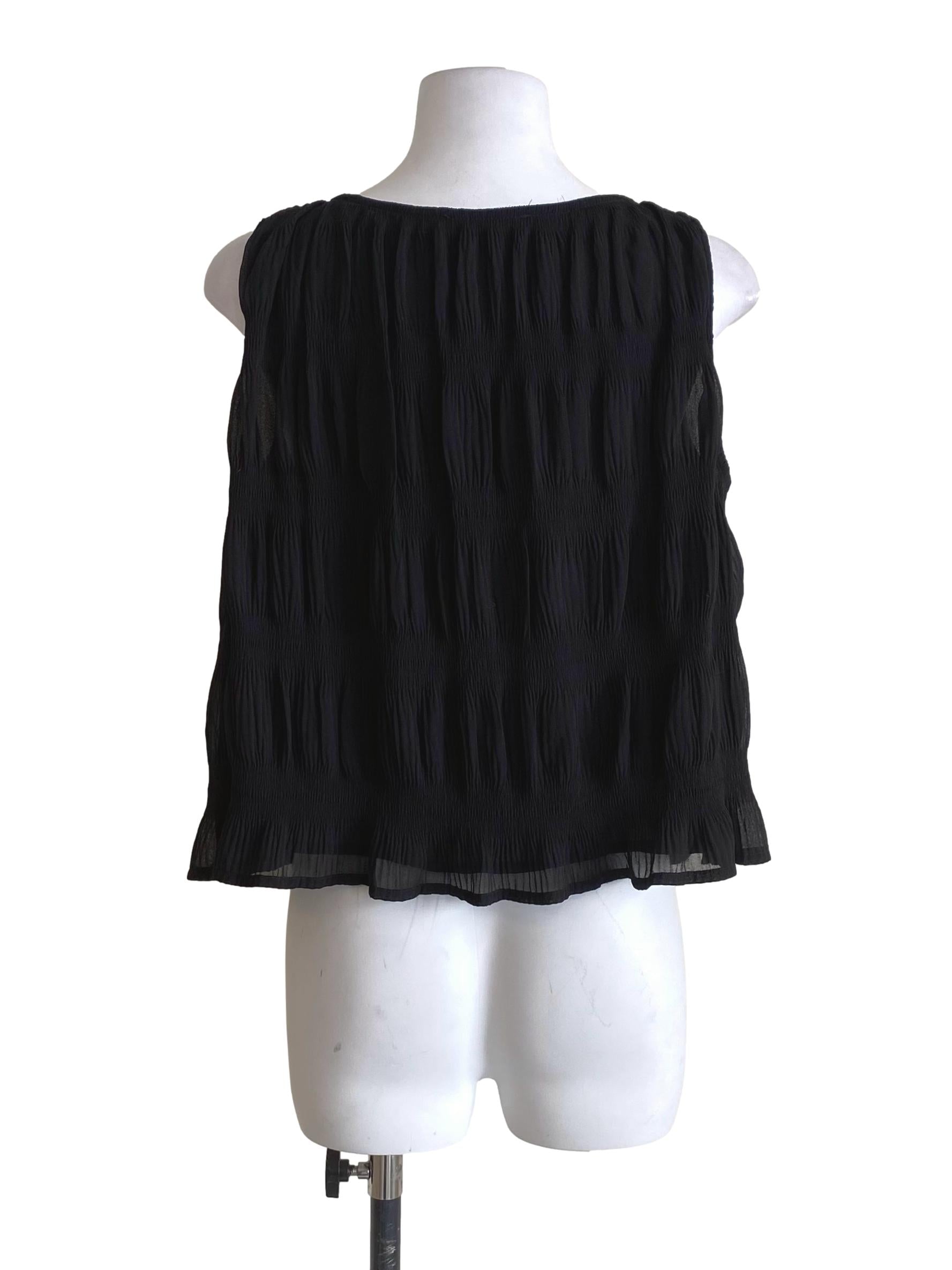 Sable Black Sleeveless V-Neck Blouse LB
