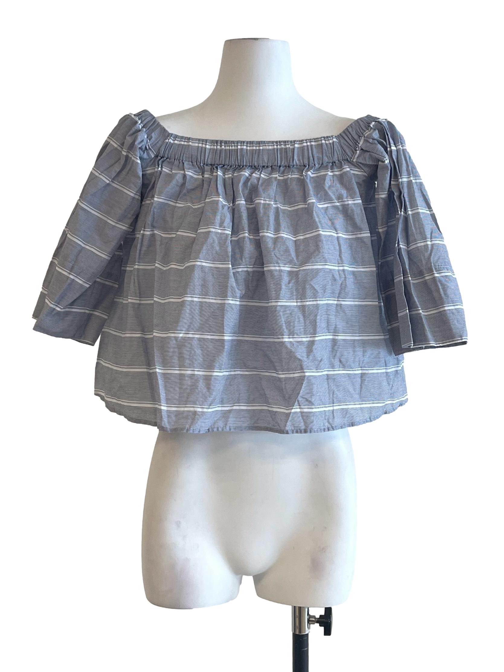 Cloud Grey Off Shoulder Cropped Top