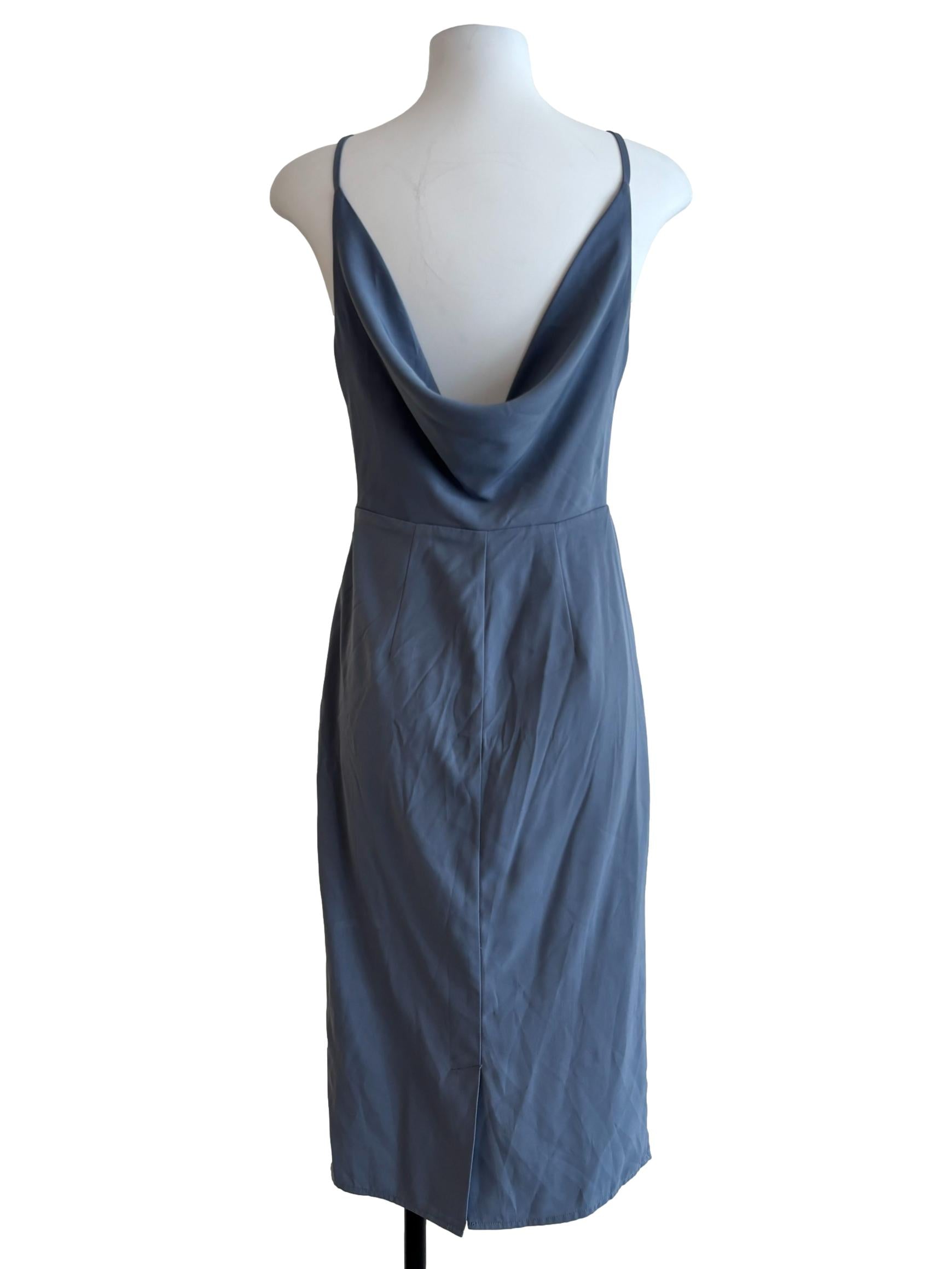 Stone Blue Deep Back Midi Dress