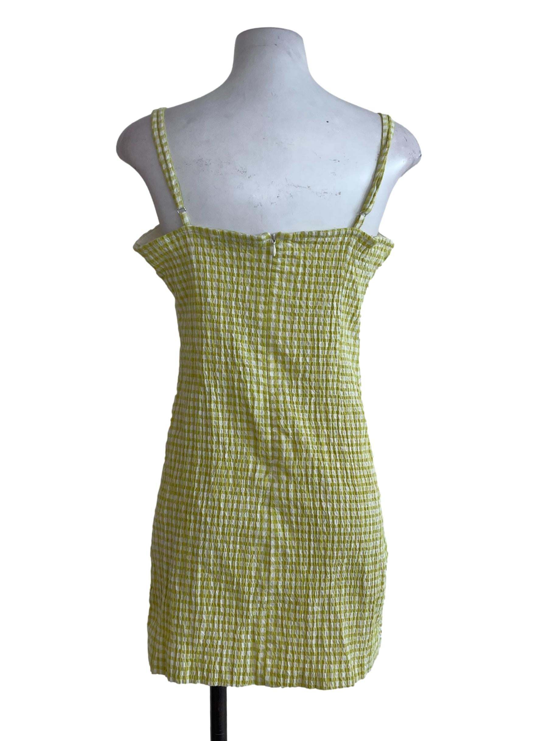 Green Checked Mini Dress