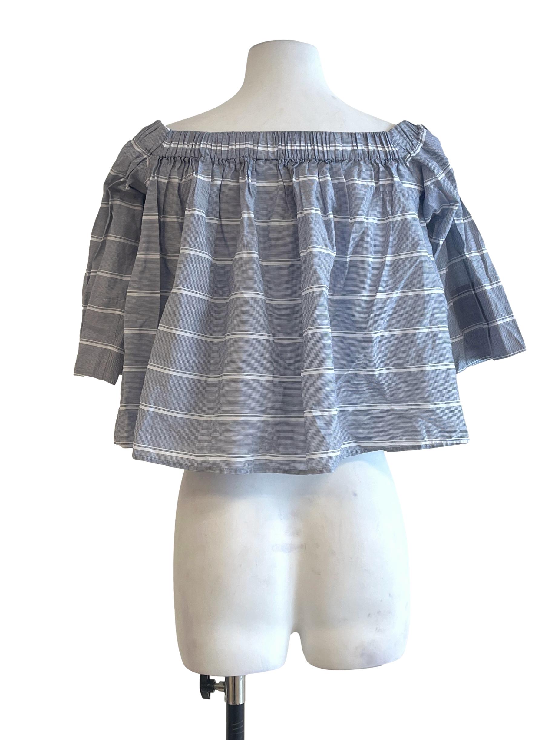 Cloud Grey Off Shoulder Cropped Top