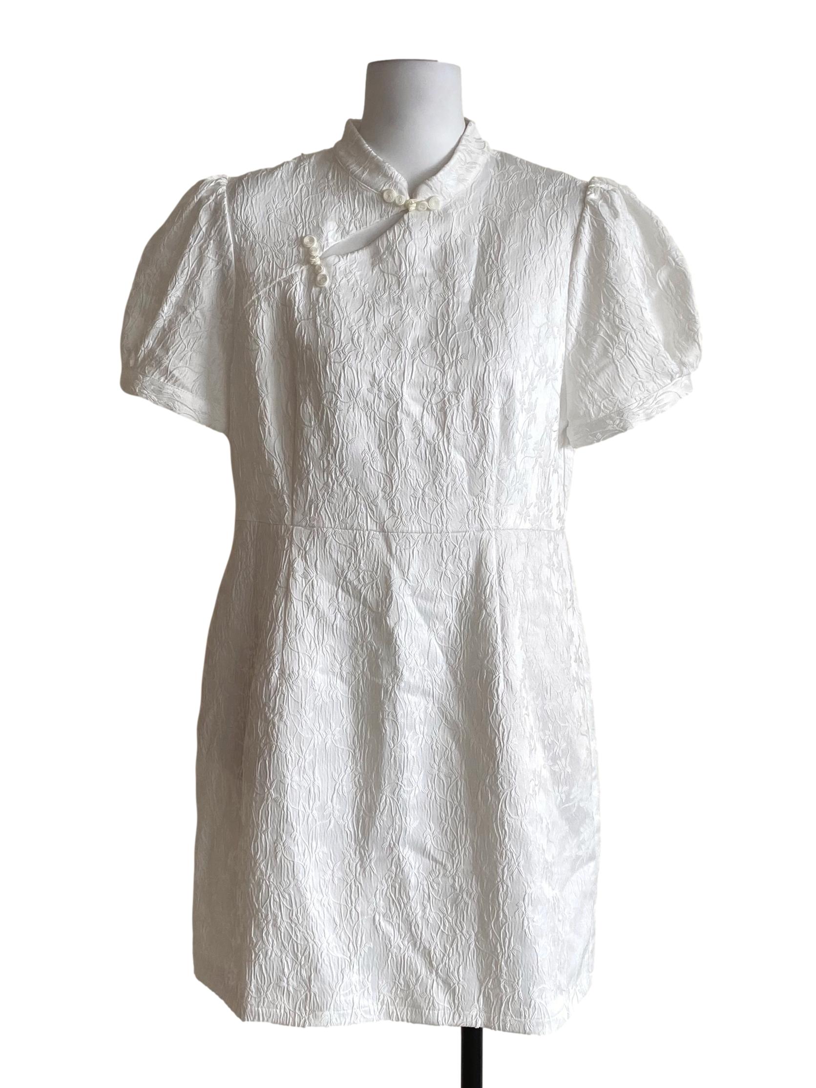 Pearl White Embroidery Floral Dress