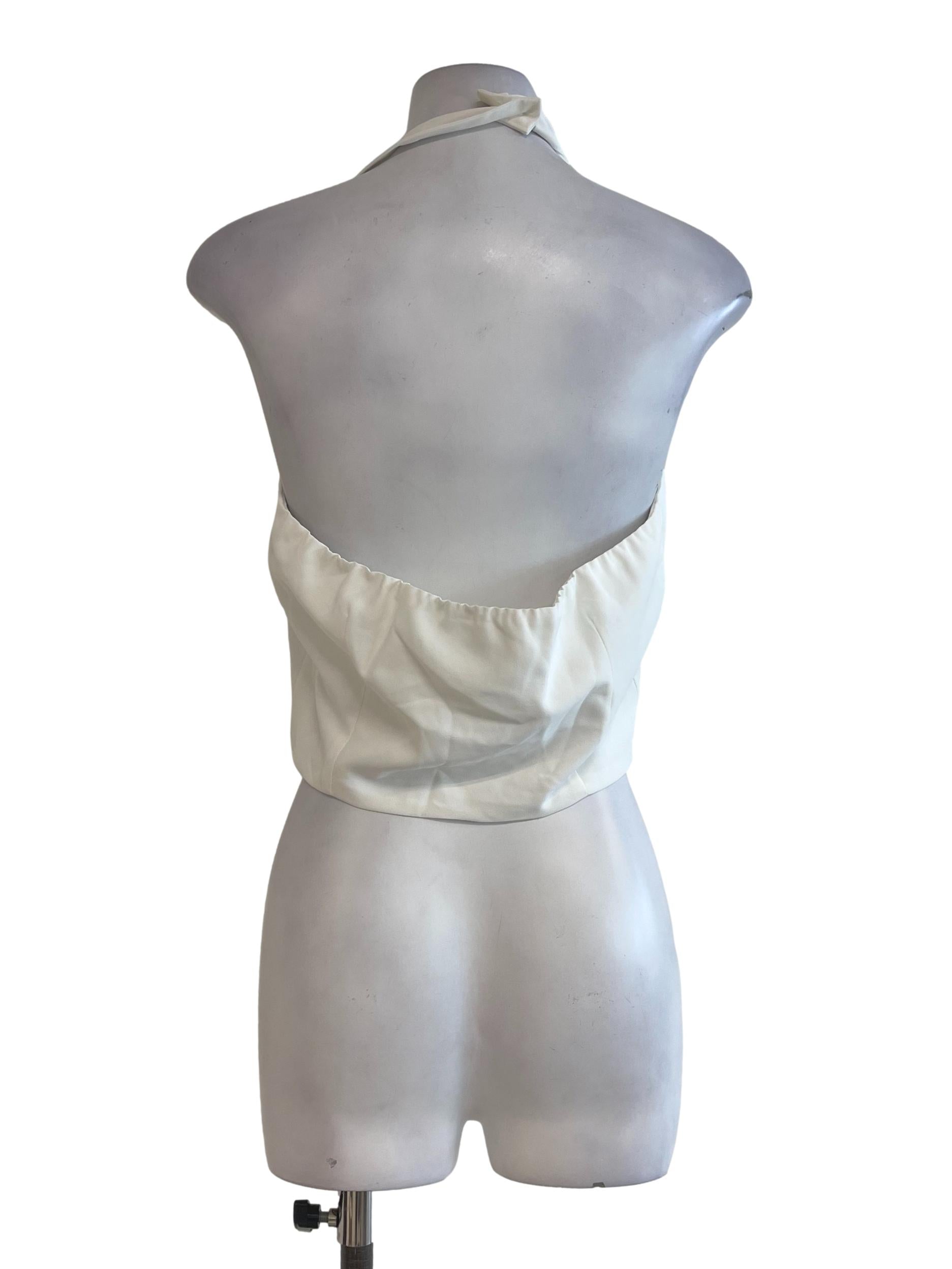 White Pearl Buttoned Neck Vest