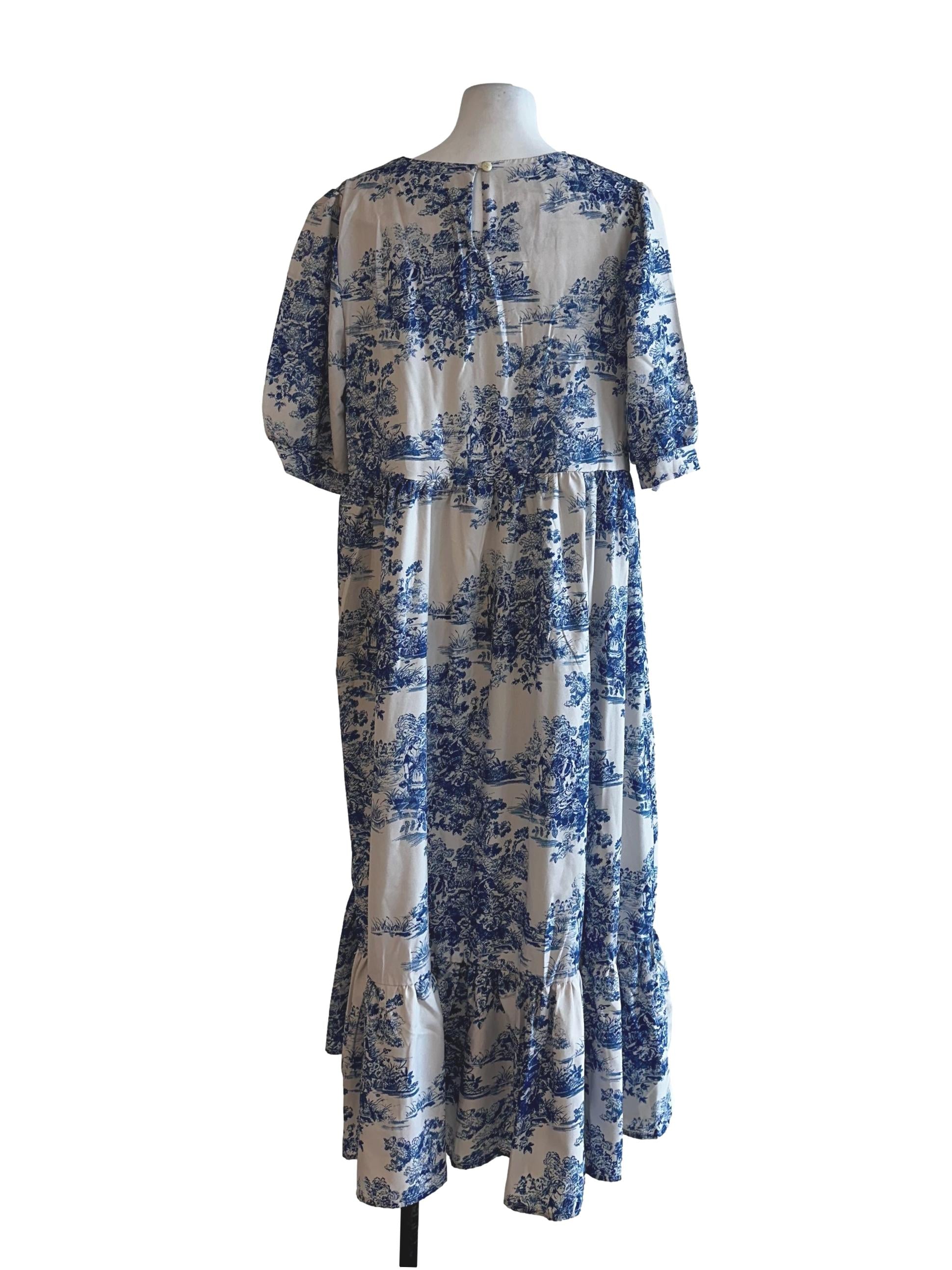 Parchment White Floral Pattern Maxi Dress