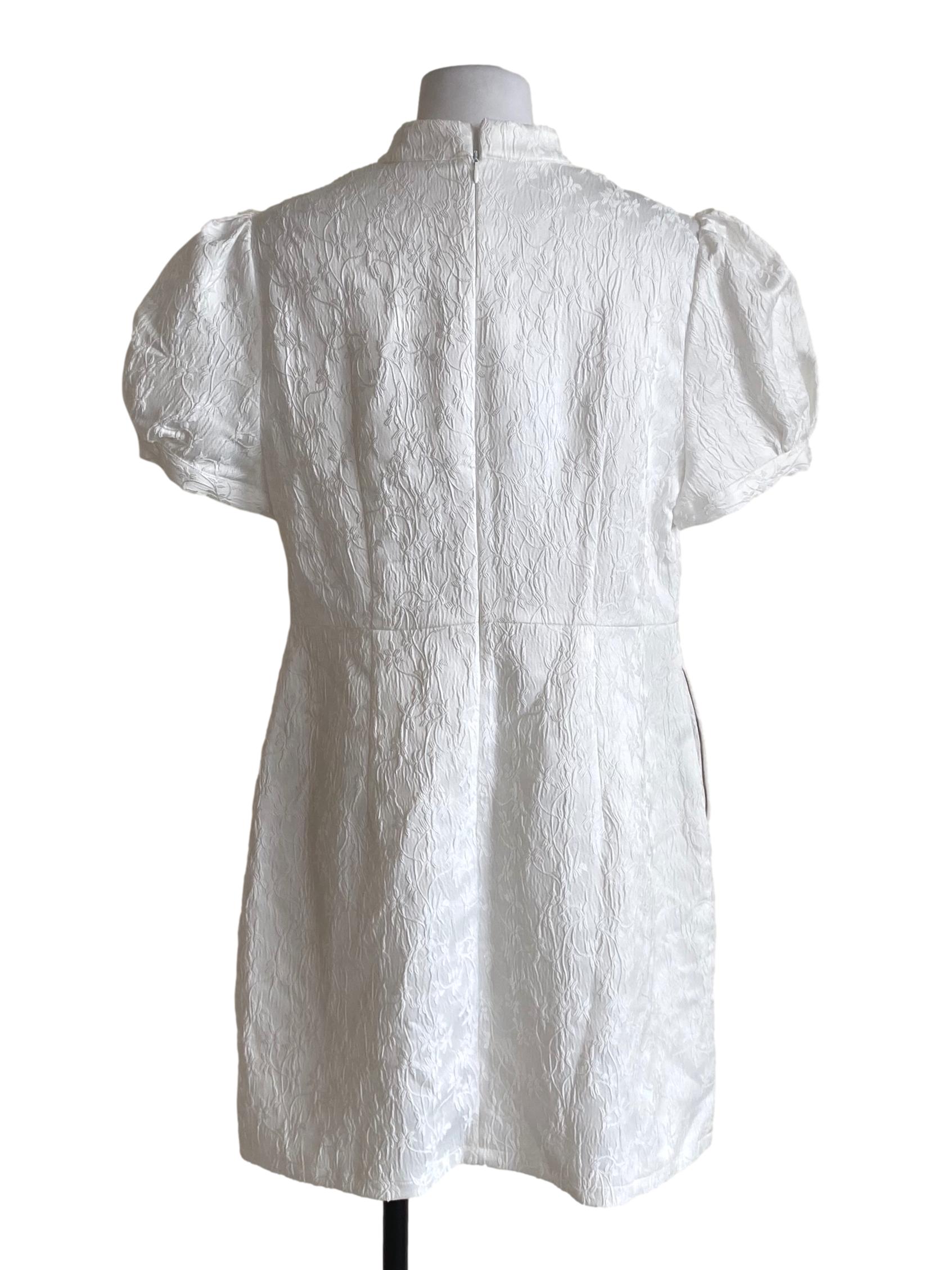 Pearl White Embroidery Floral Dress