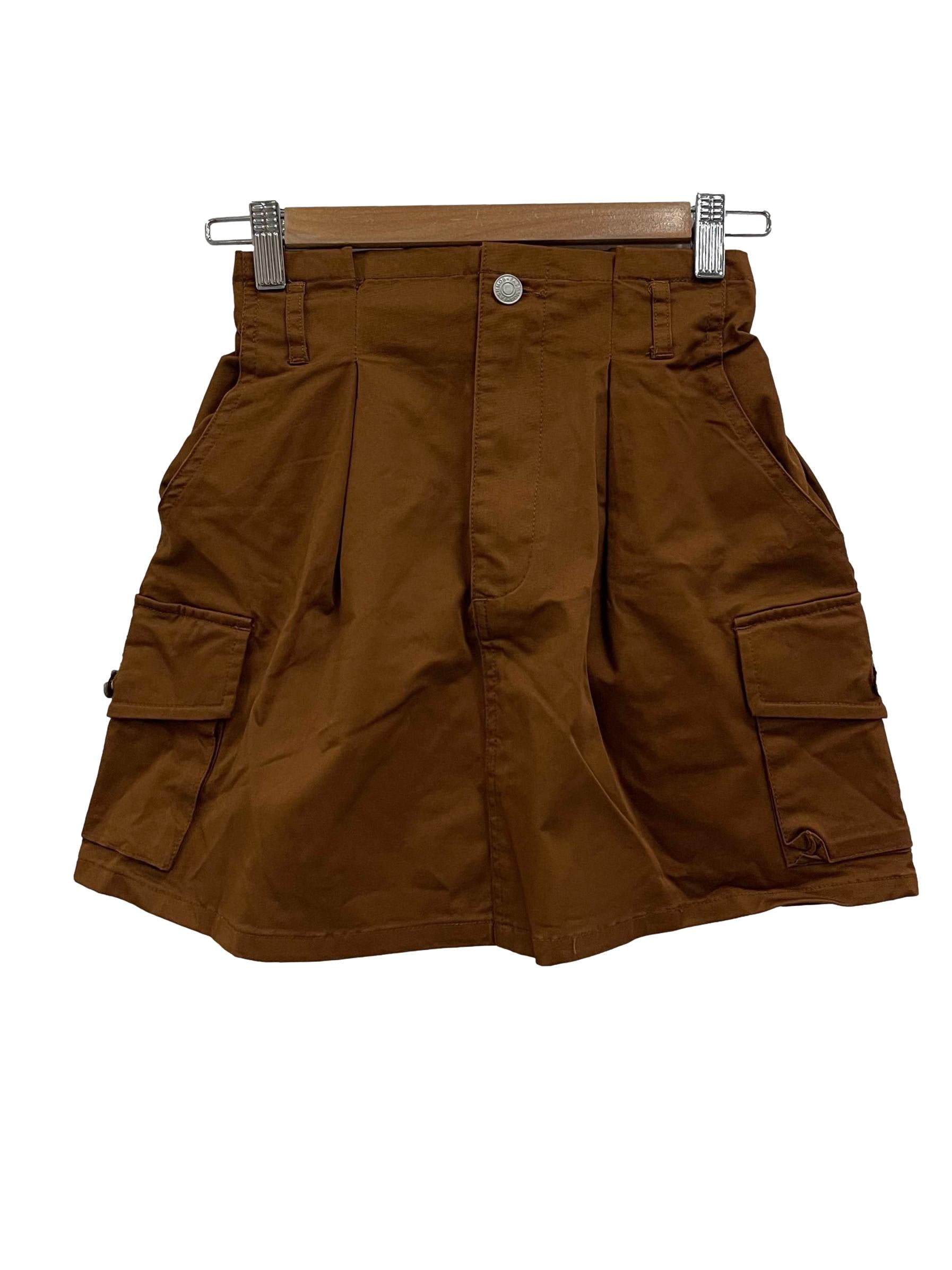 Brown Mini Cargo Skirt