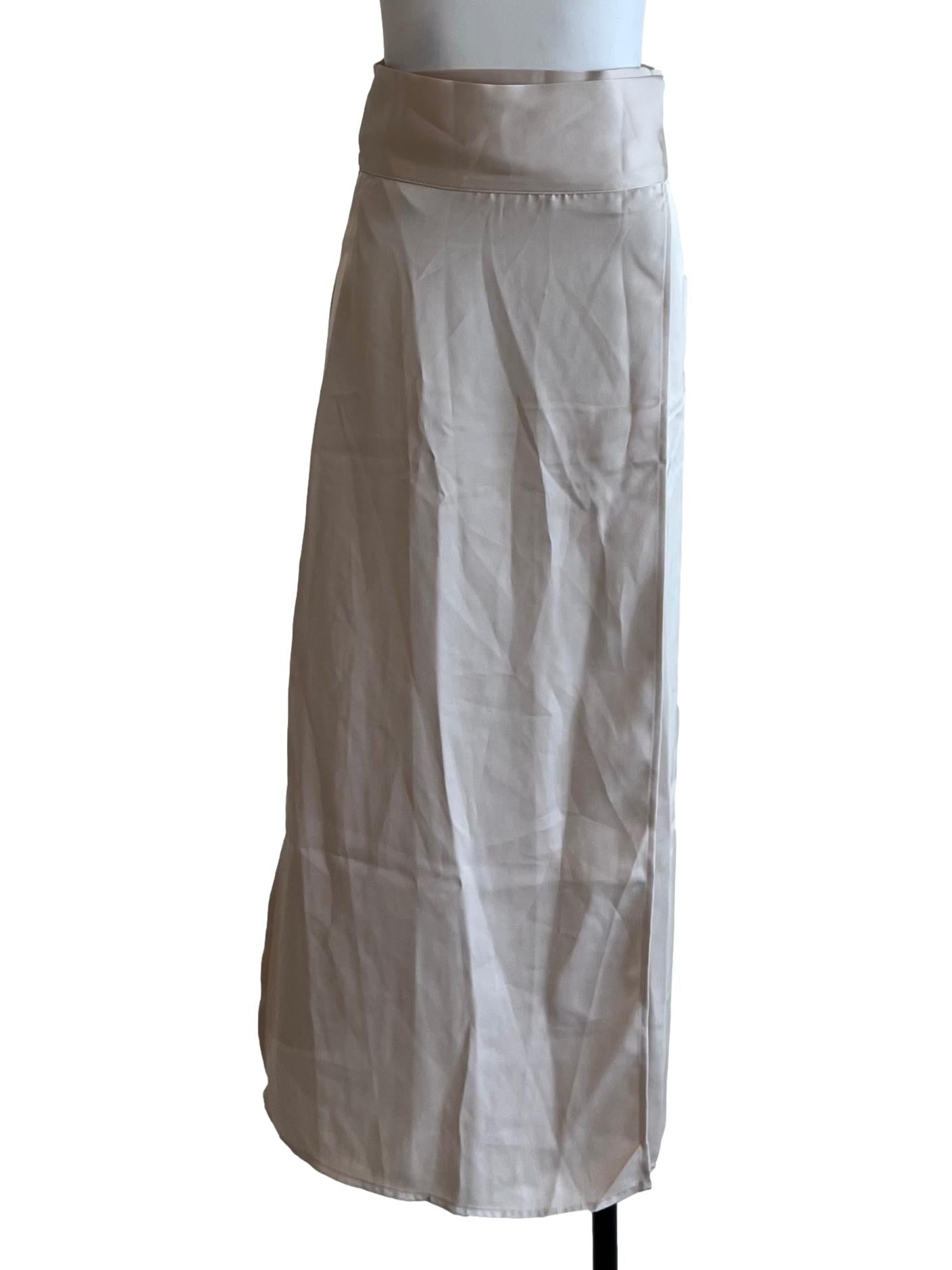 Coconut Beige High-Waisted Wrap Skirt