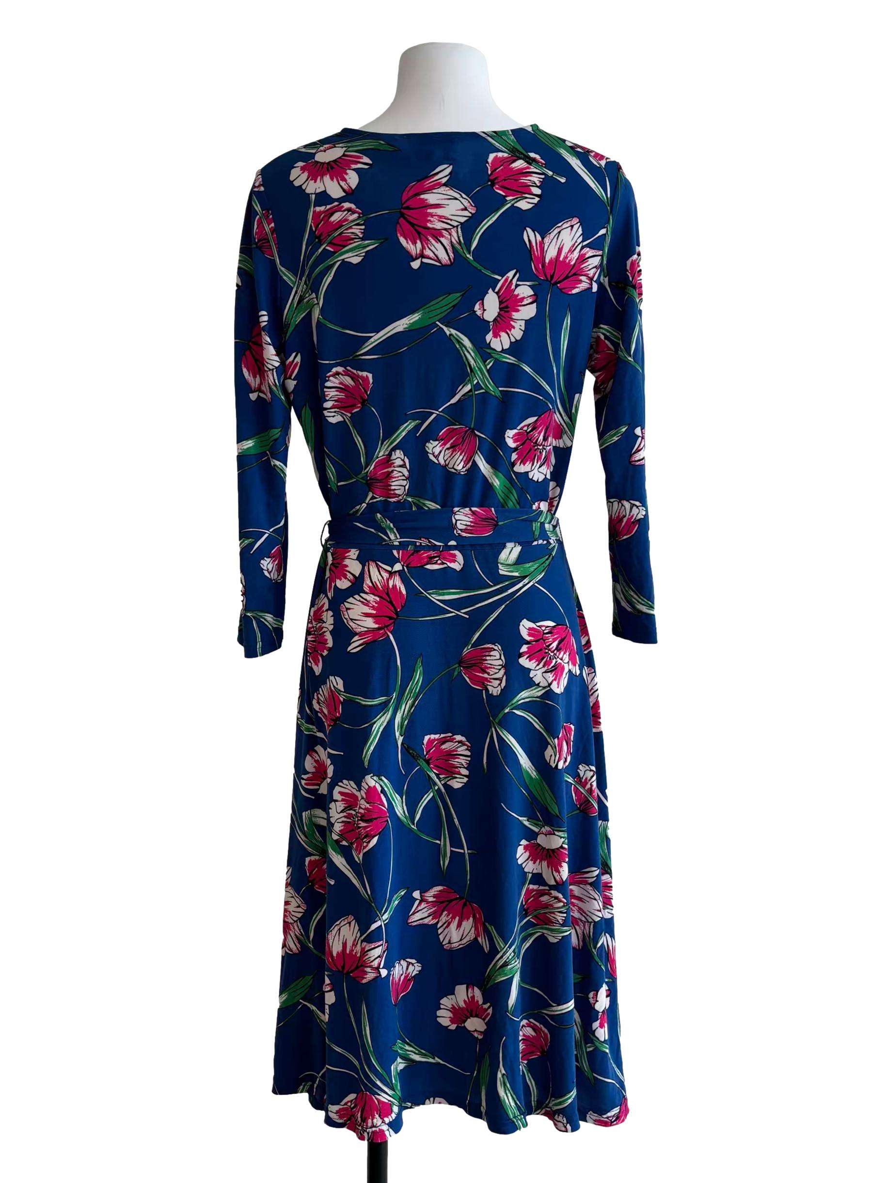 Azure Blue Floral Surplice Dress CSN