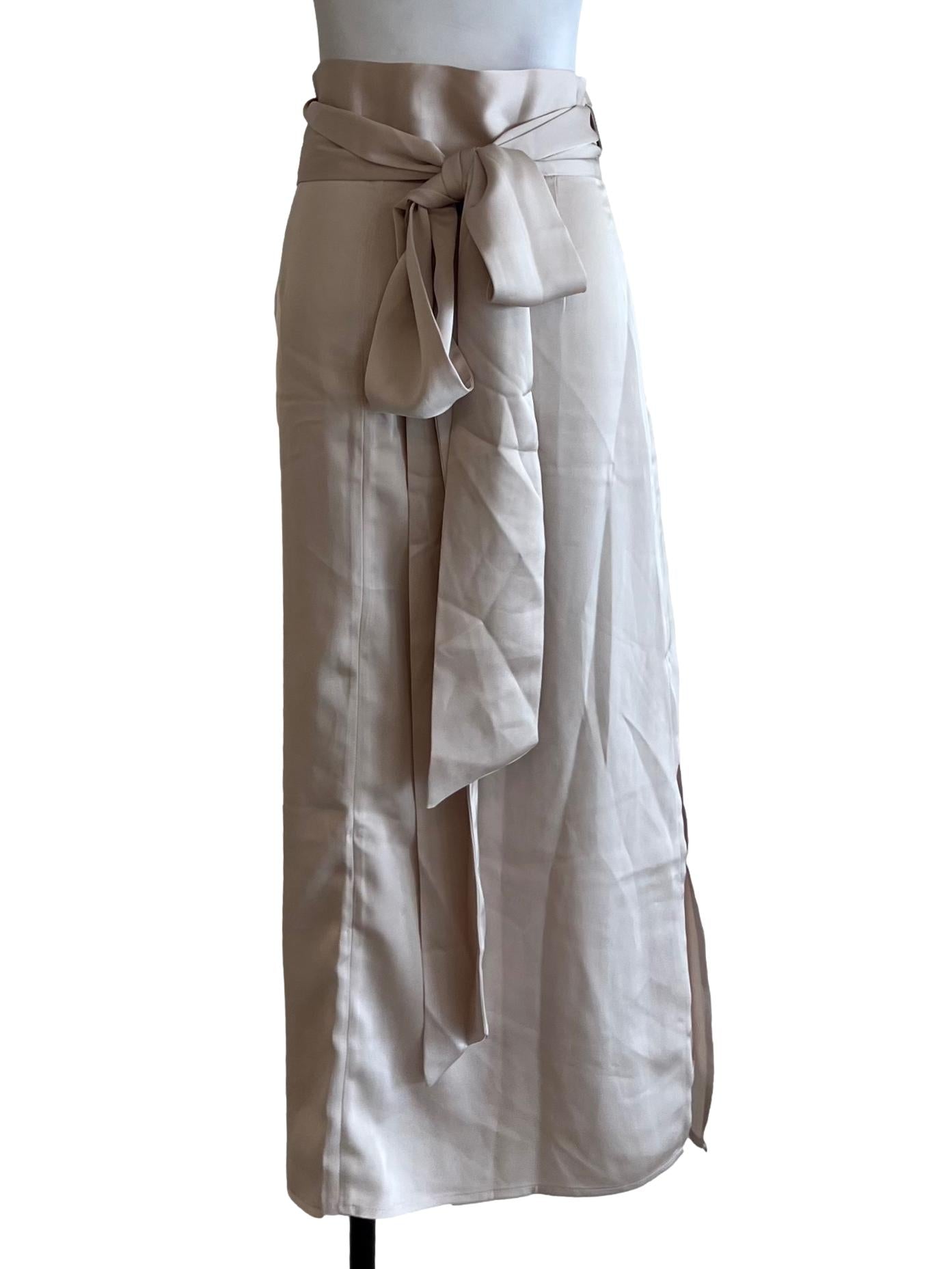 Coconut Beige High-Waisted Wrap Skirt