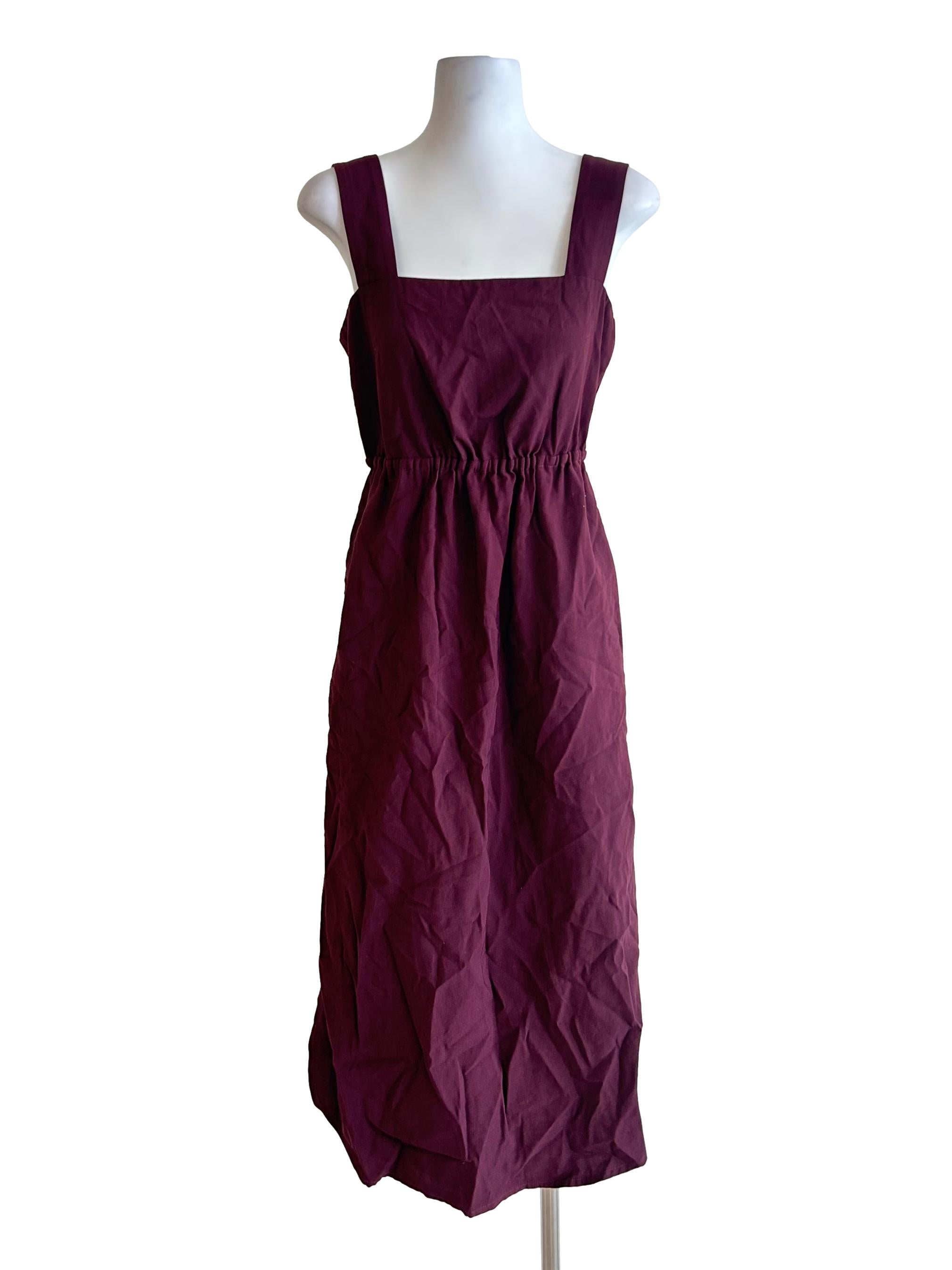 Maroon Square Neckline Dress