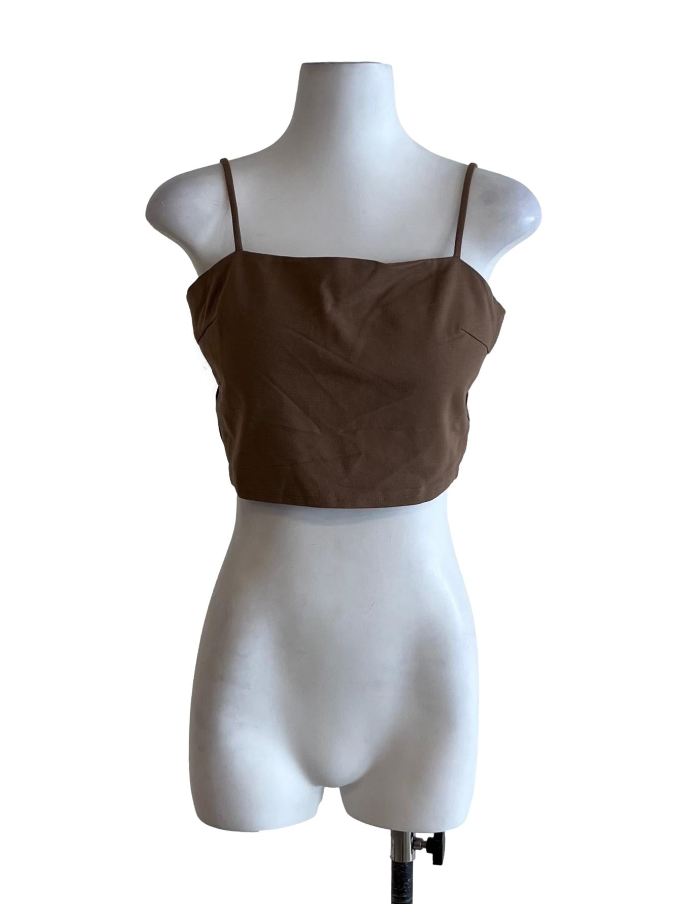 Peanut Brown Spaghetti Strap Sleeveless Top