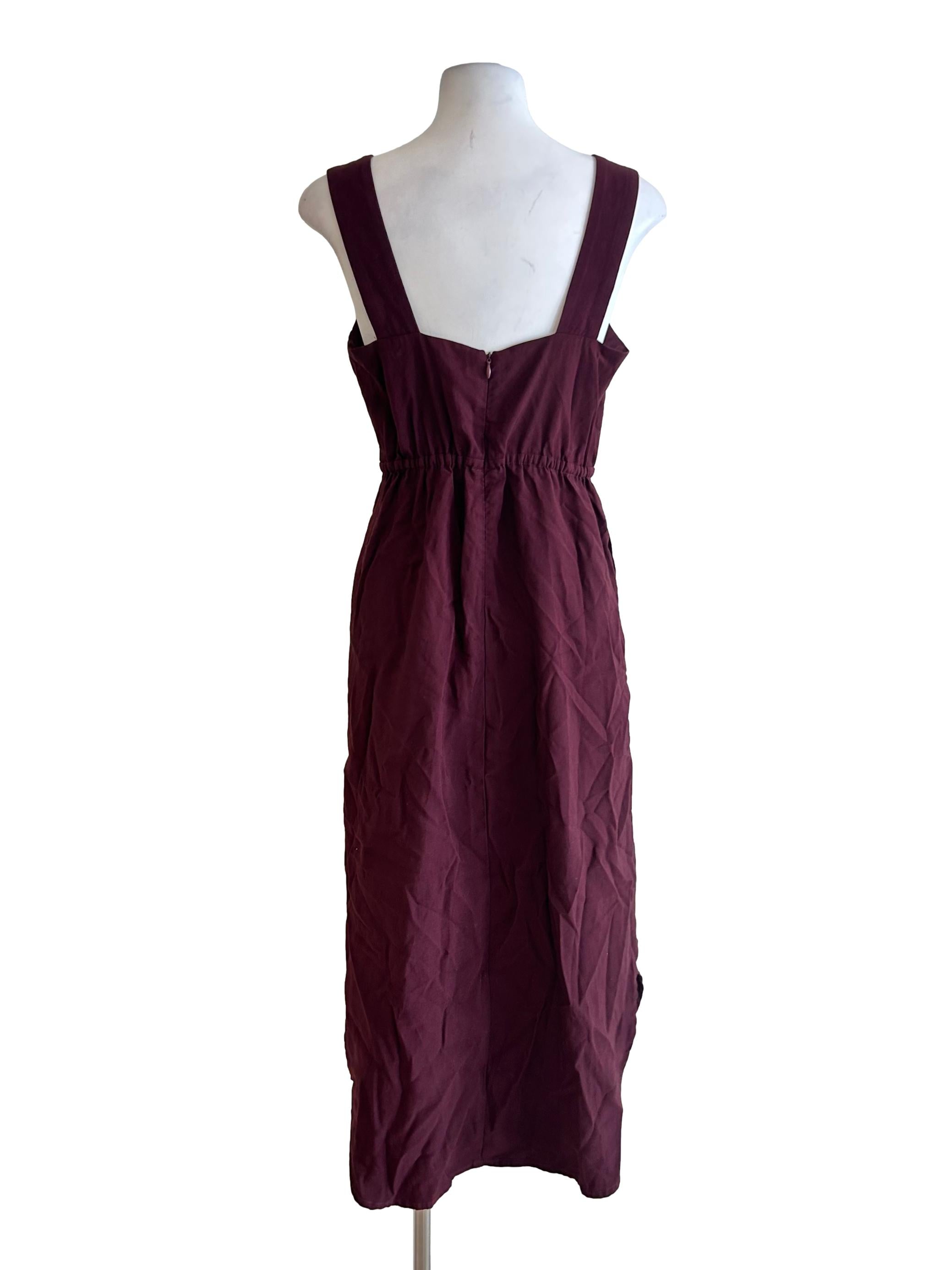 Maroon Square Neckline Dress